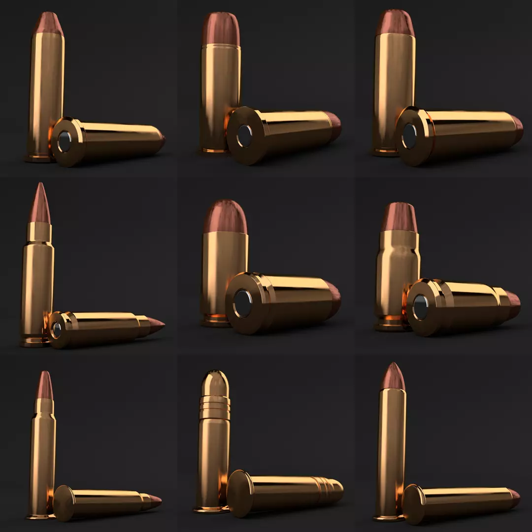 19 pistol-revolver rounds 3D model_0