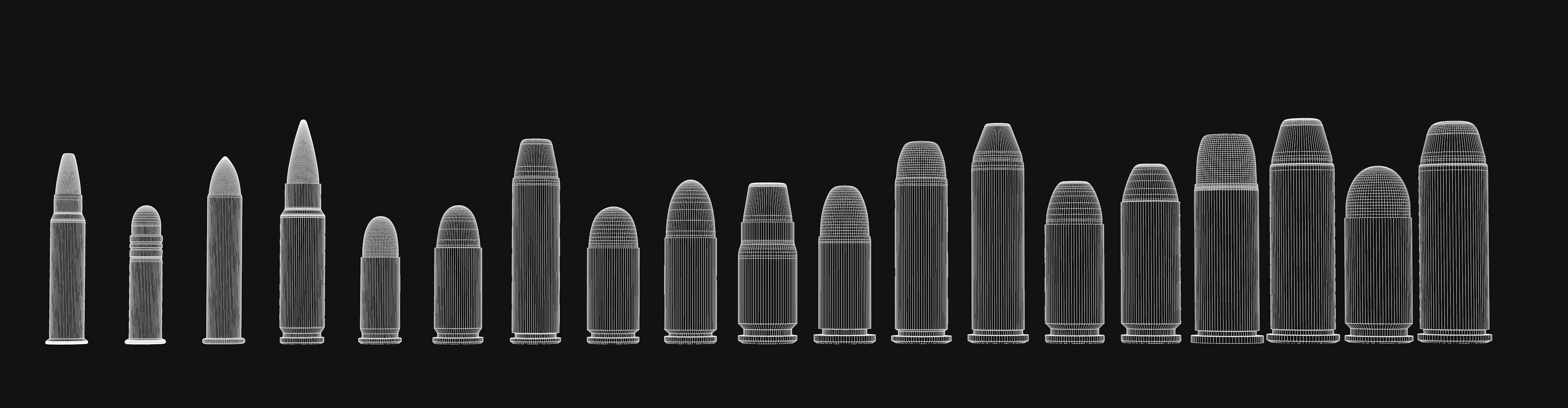 19 pistol-revolver rounds 3D model_2