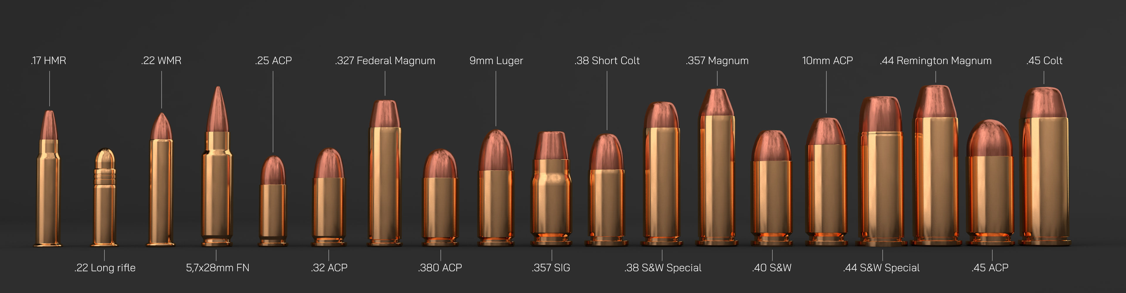 19 pistol-revolver rounds 3D model_1