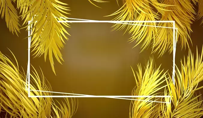Palm tree leaves and glowing frames 3D model