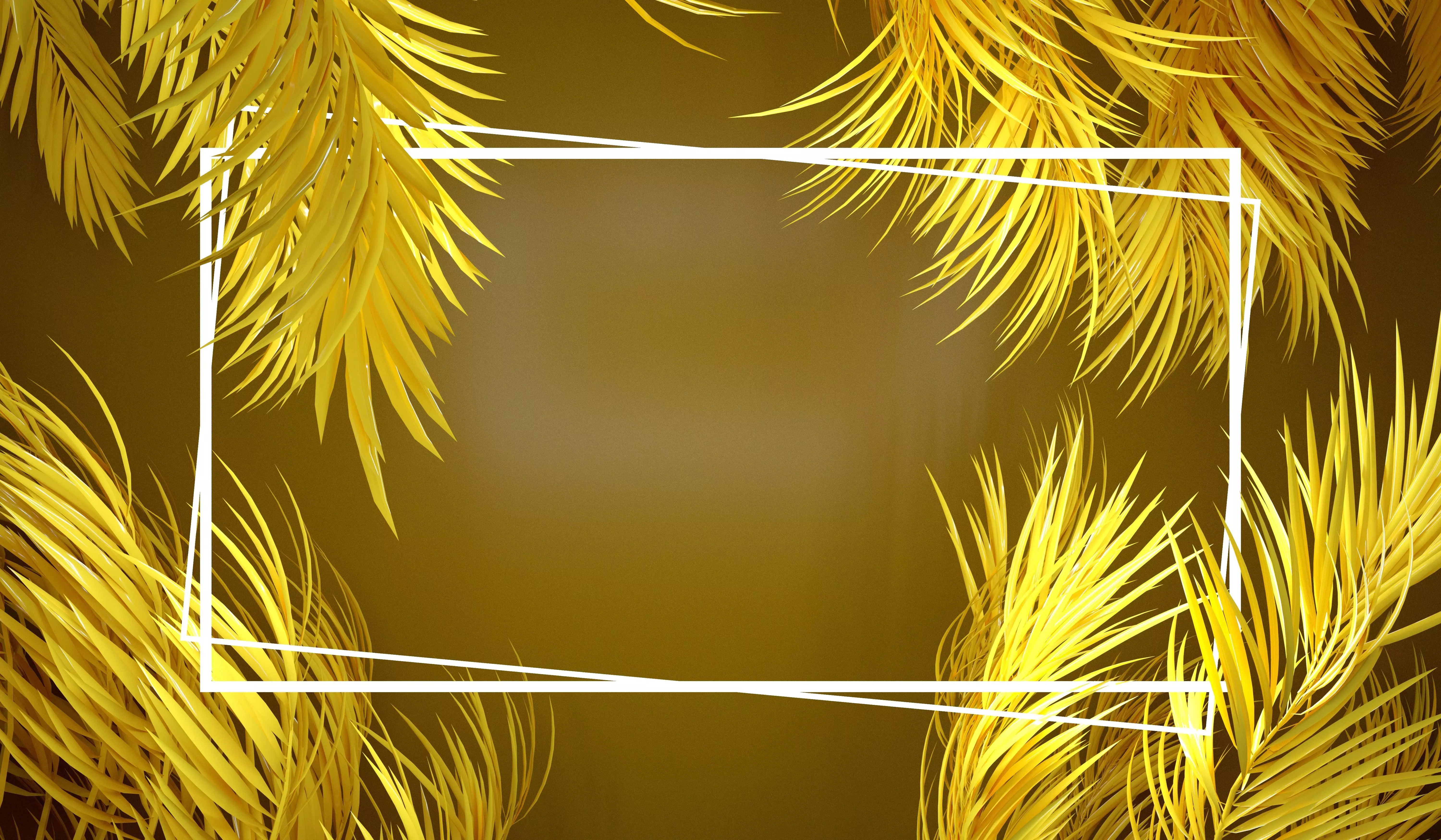 Palm tree leaves and glowing frames 3D model