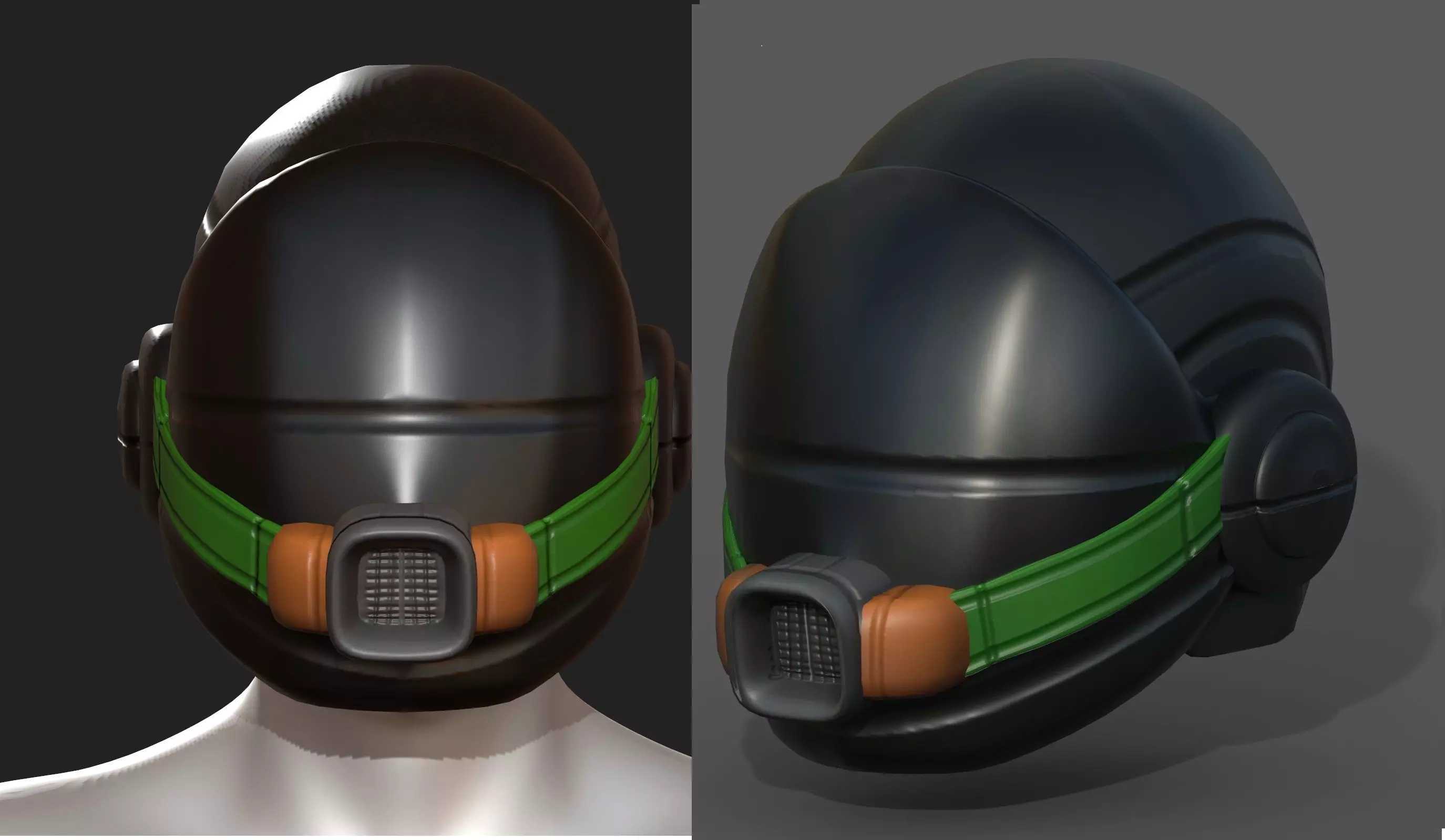 Gas mask helmet scifi fantasy armor hats military Low-poly 3D model_0