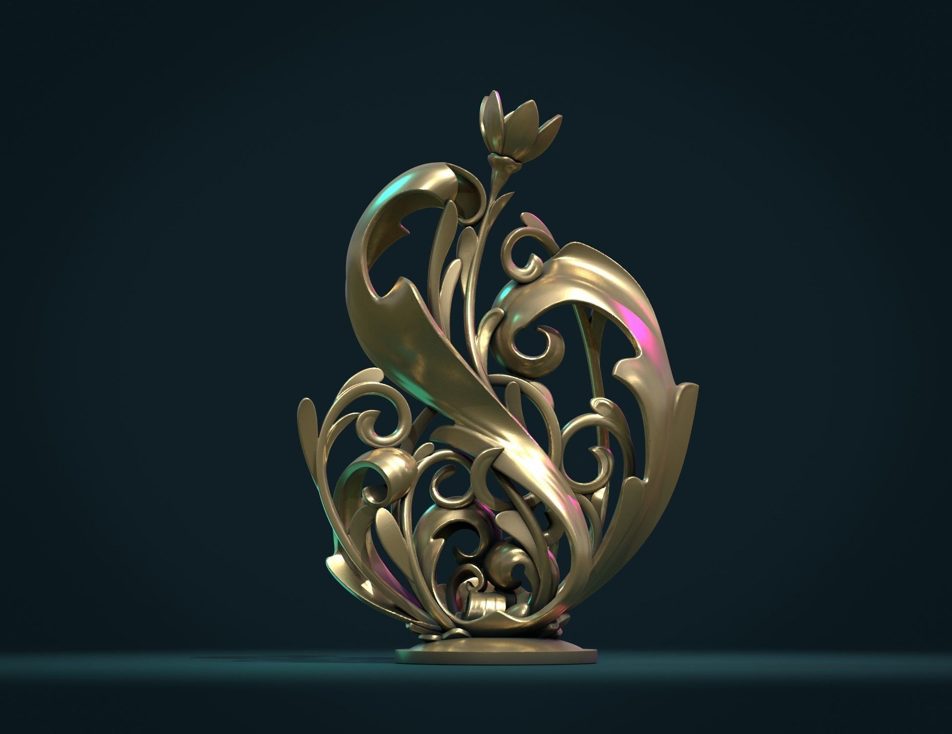 Scroll plant Sculpture 3D print model_5