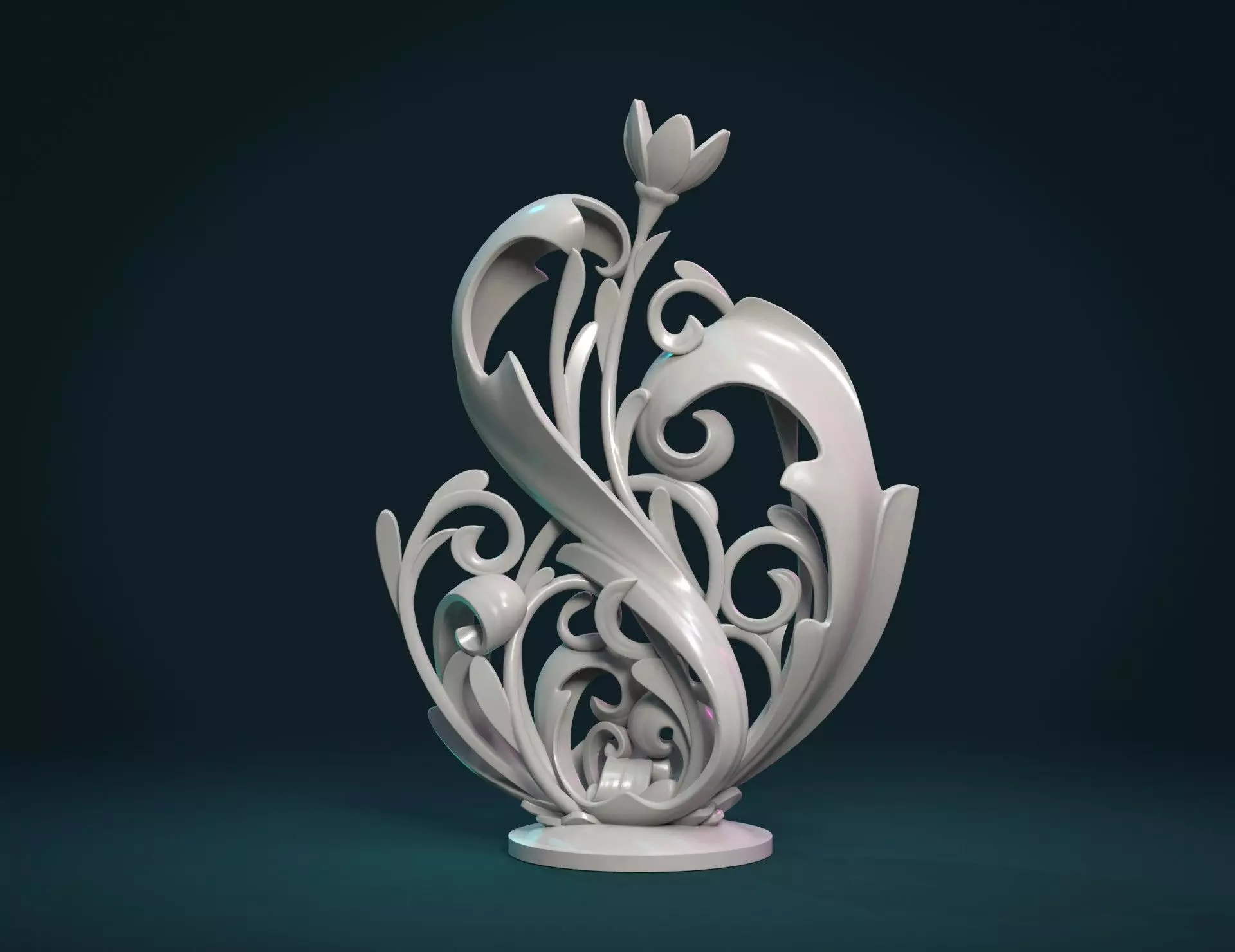 Scroll plant Sculpture 3D print model_0