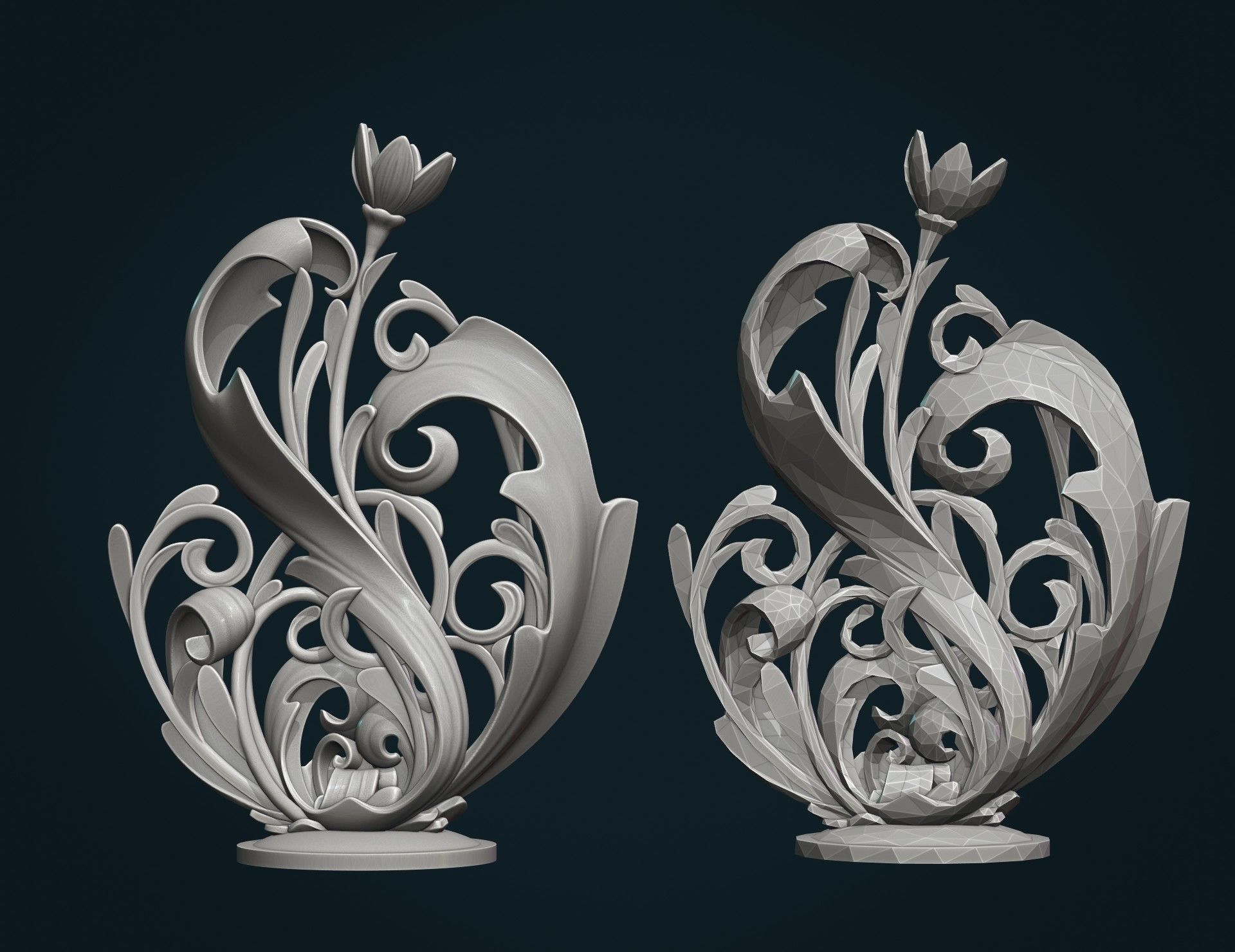 Scroll plant Sculpture 3D print model_13