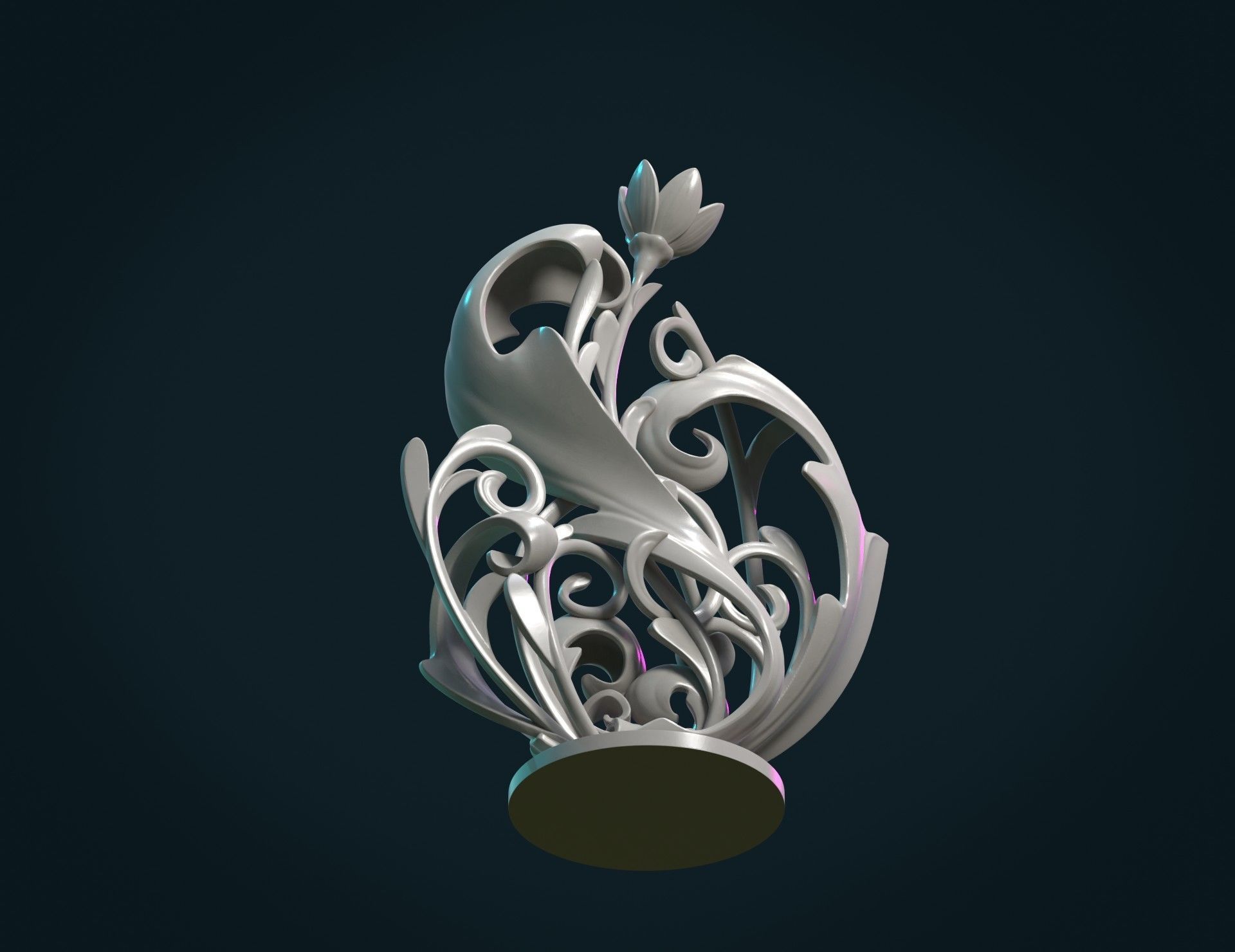 Scroll plant Sculpture 3D print model_7