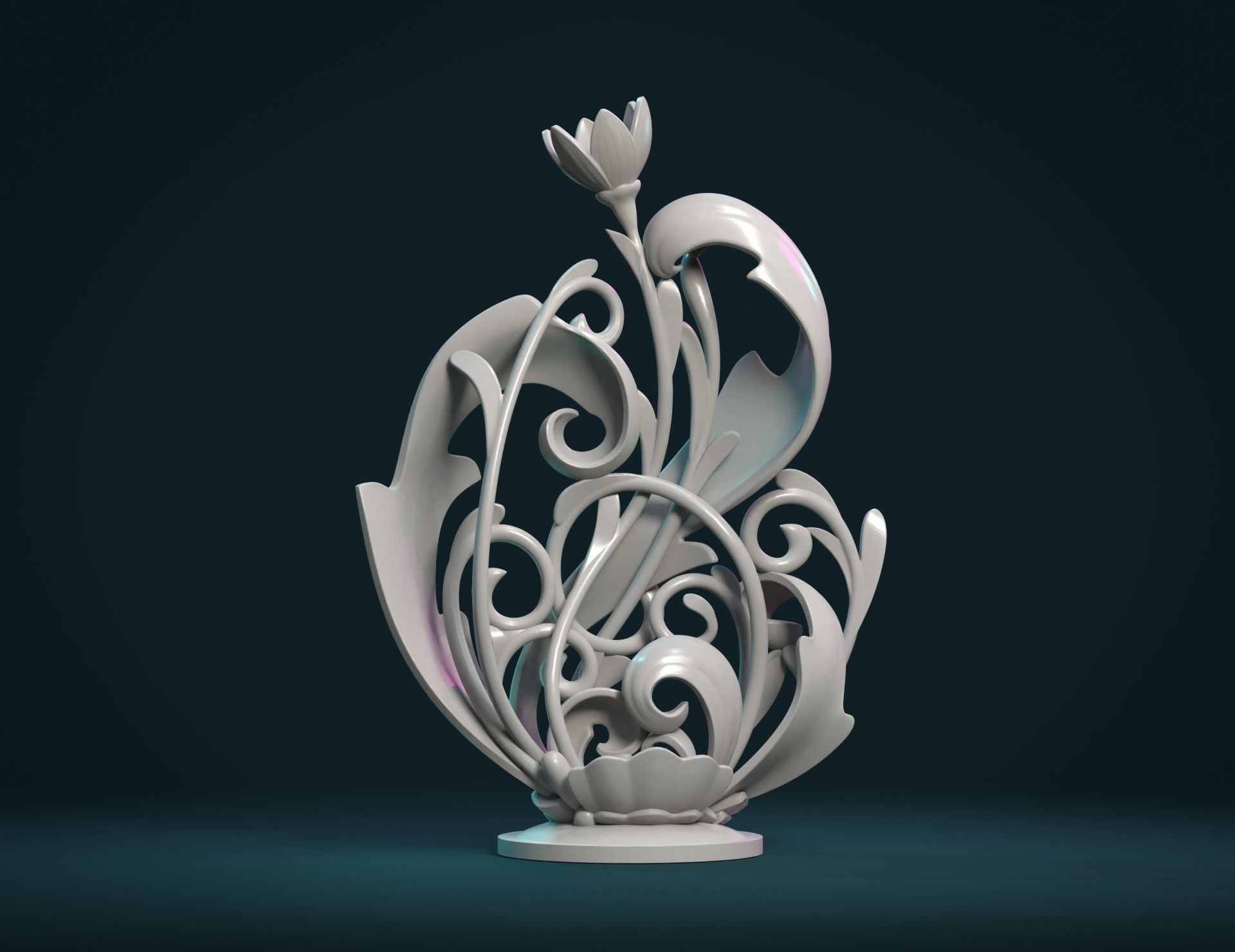 Scroll plant Sculpture 3D print model_4