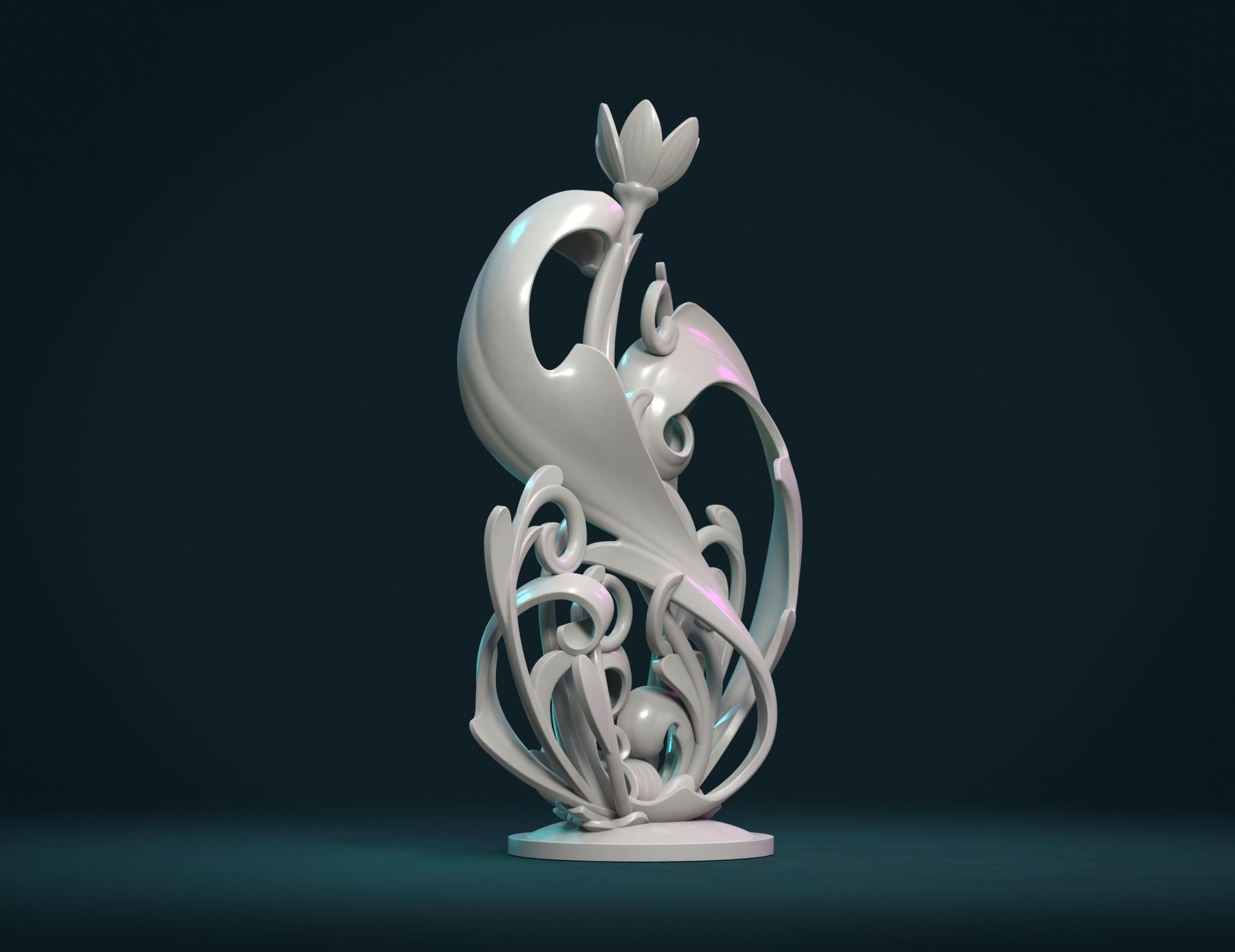 Scroll plant Sculpture 3D print model_2
