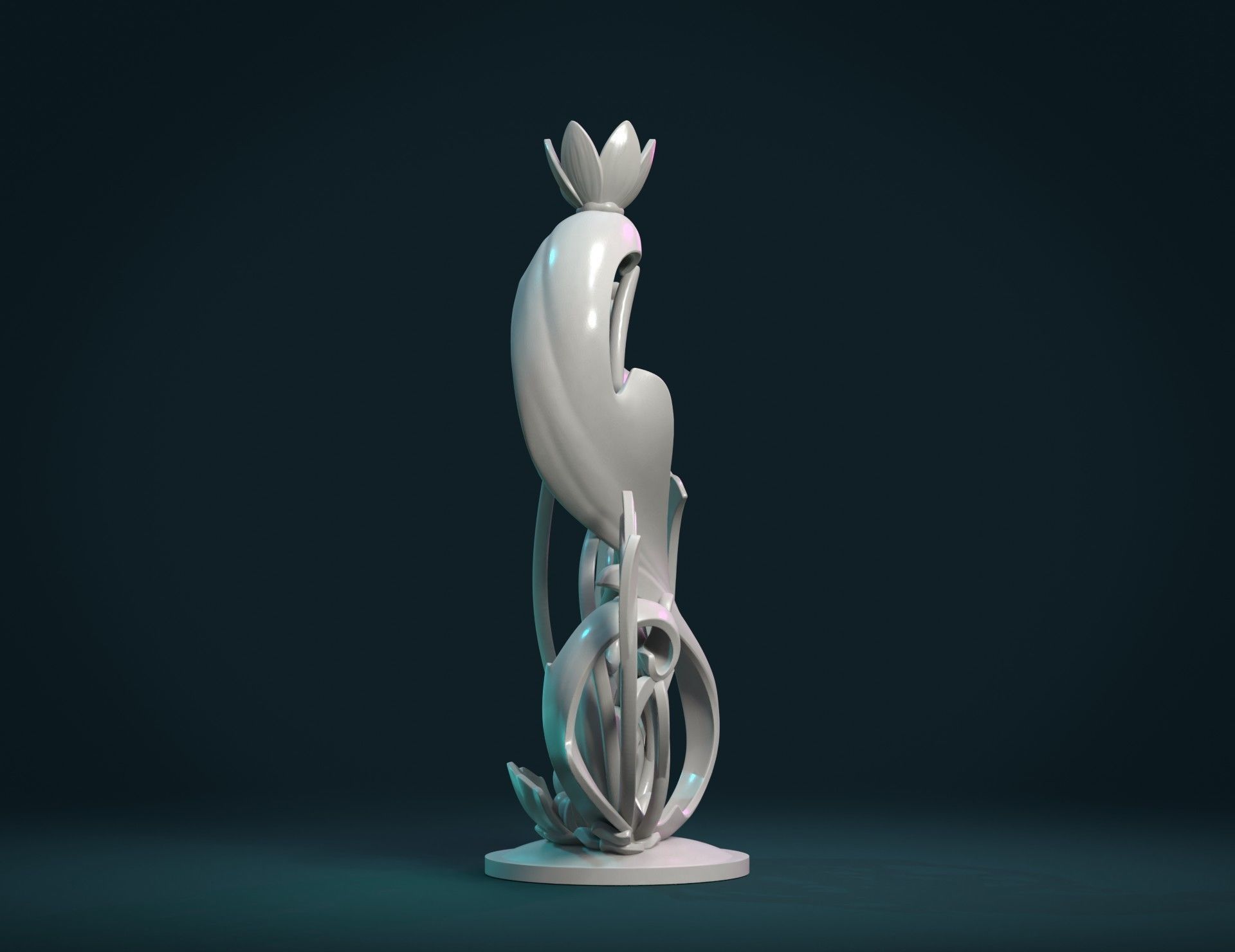 Scroll plant Sculpture 3D print model_8