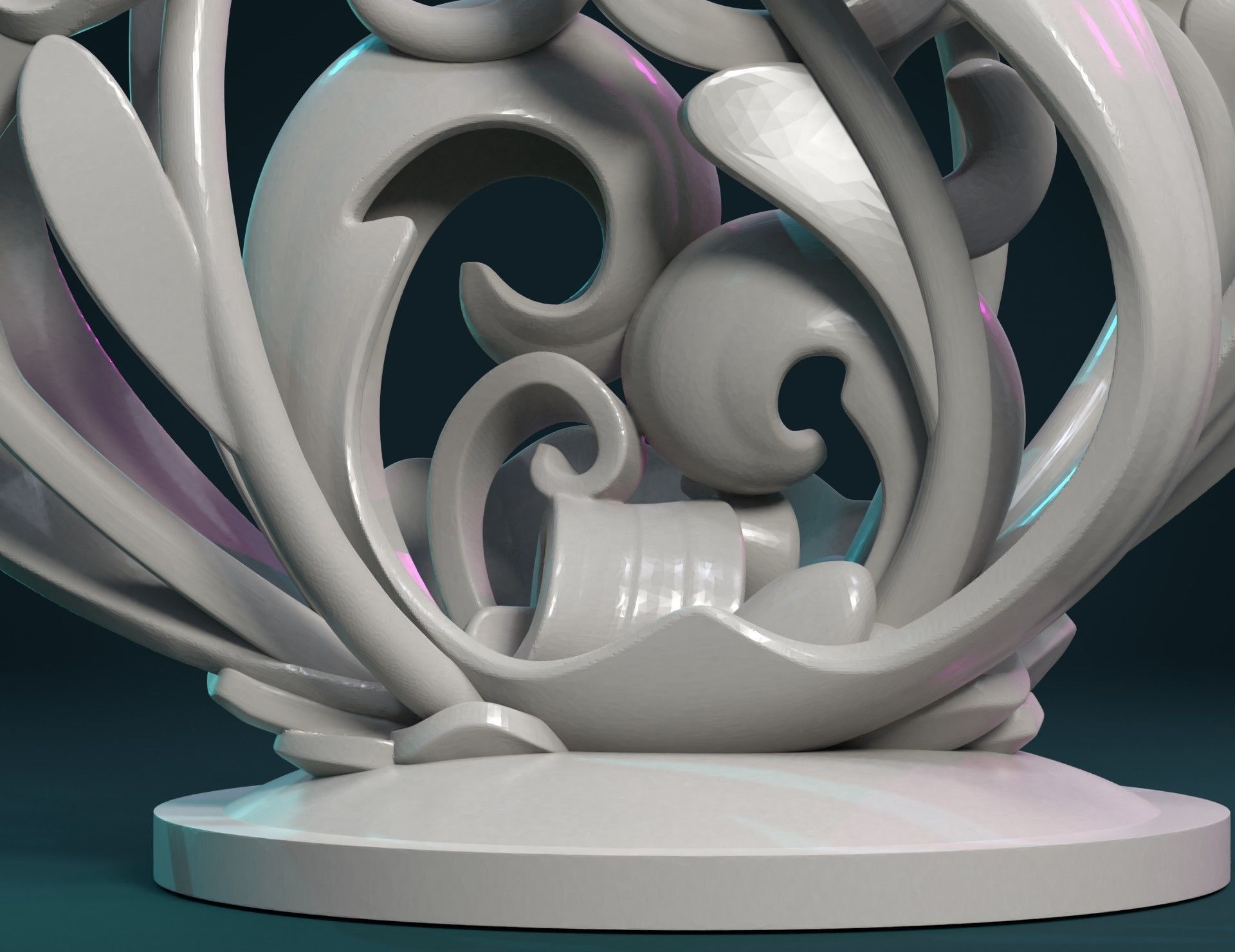 Scroll plant Sculpture 3D print model_12