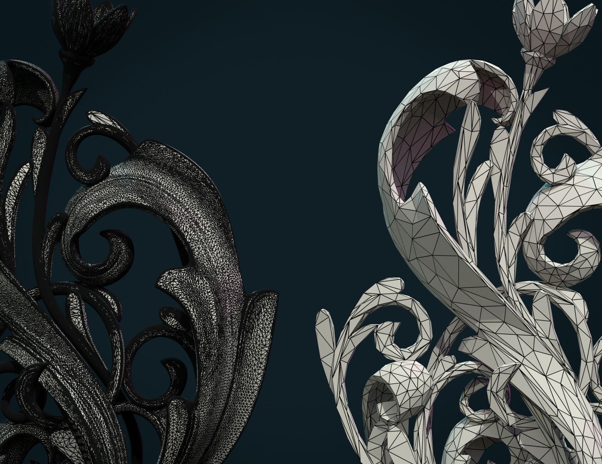Scroll plant Sculpture 3D print model_14