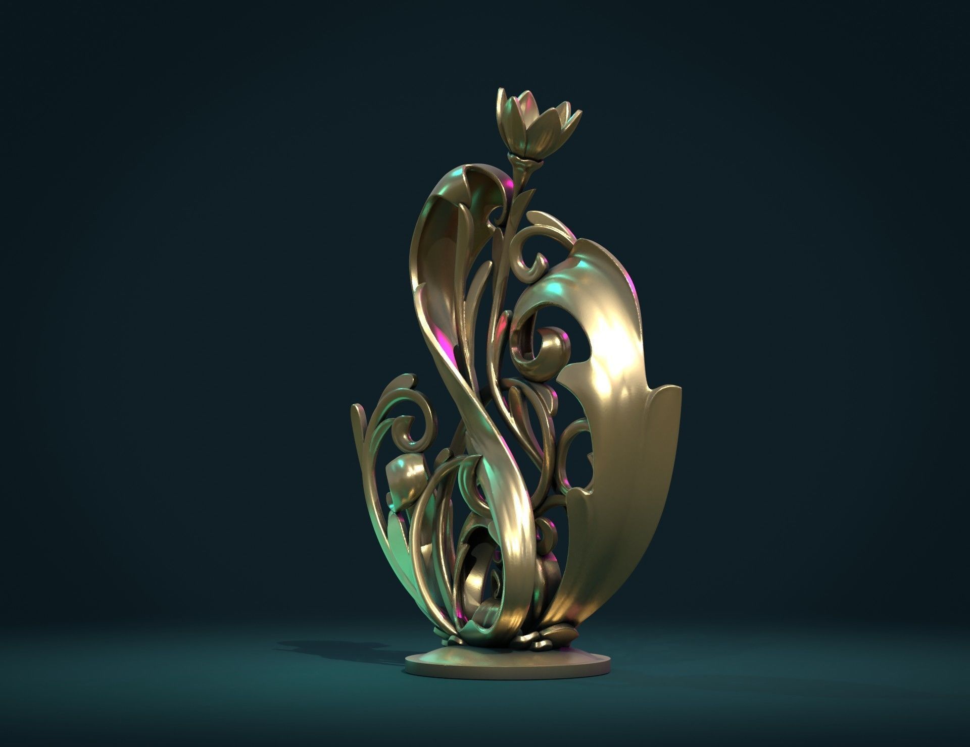 Scroll plant Sculpture 3D print model_3