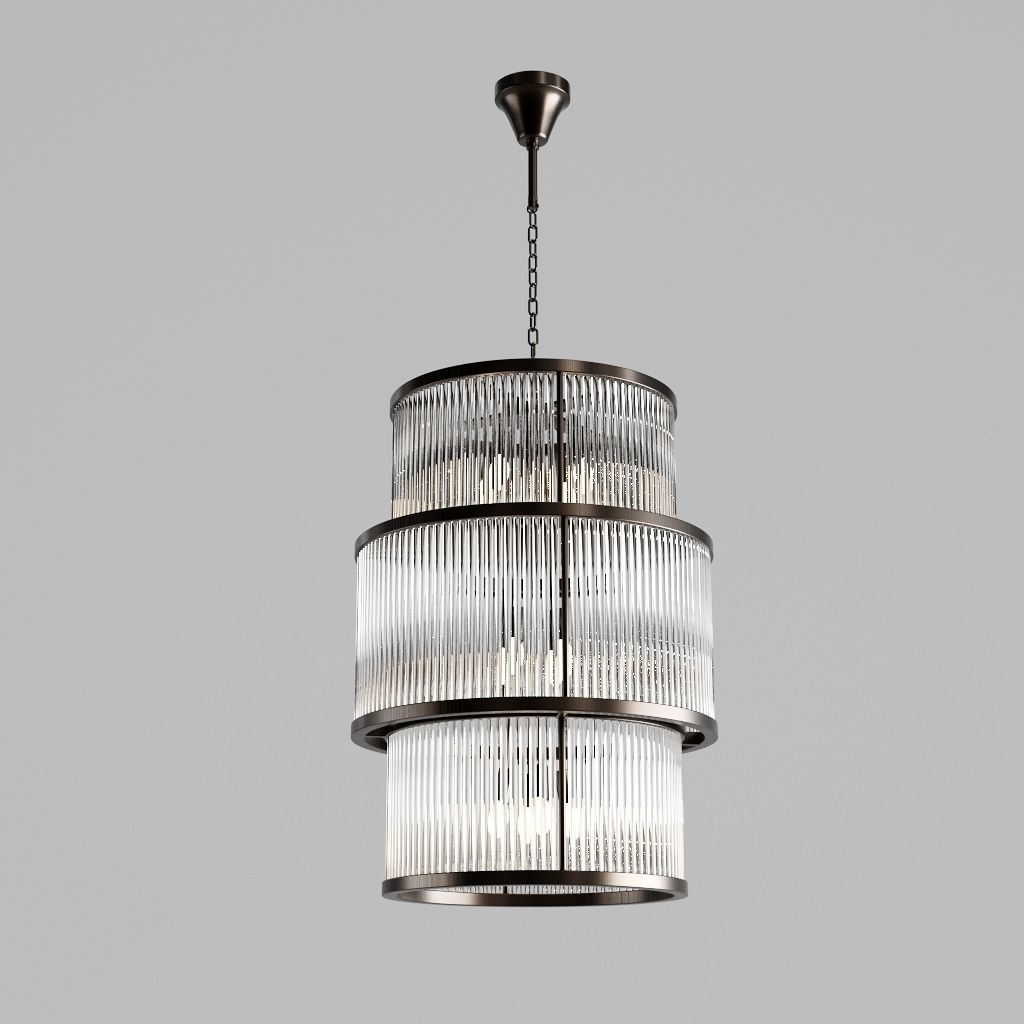 PALMERA Bronze Chandelier Low-poly 3D model_1
