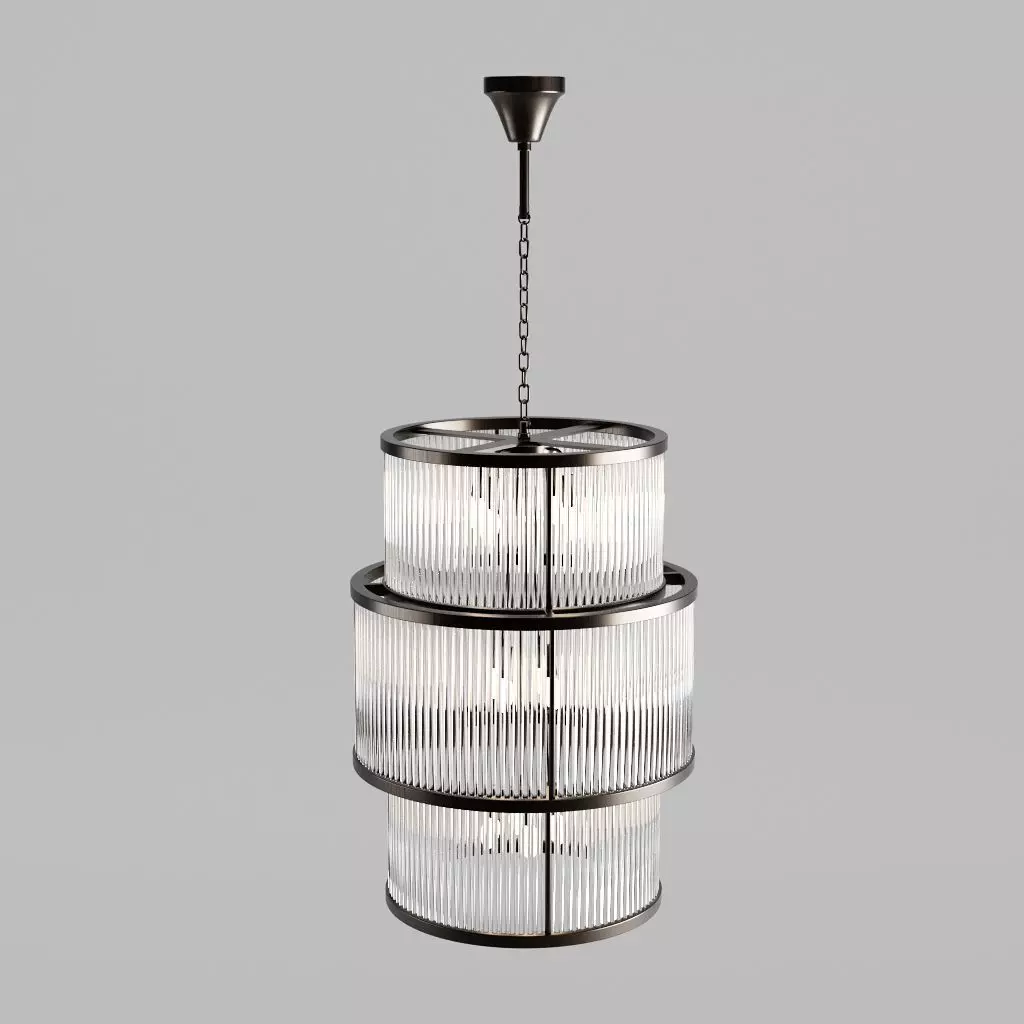 PALMERA Bronze Chandelier Low-poly 3D model_0