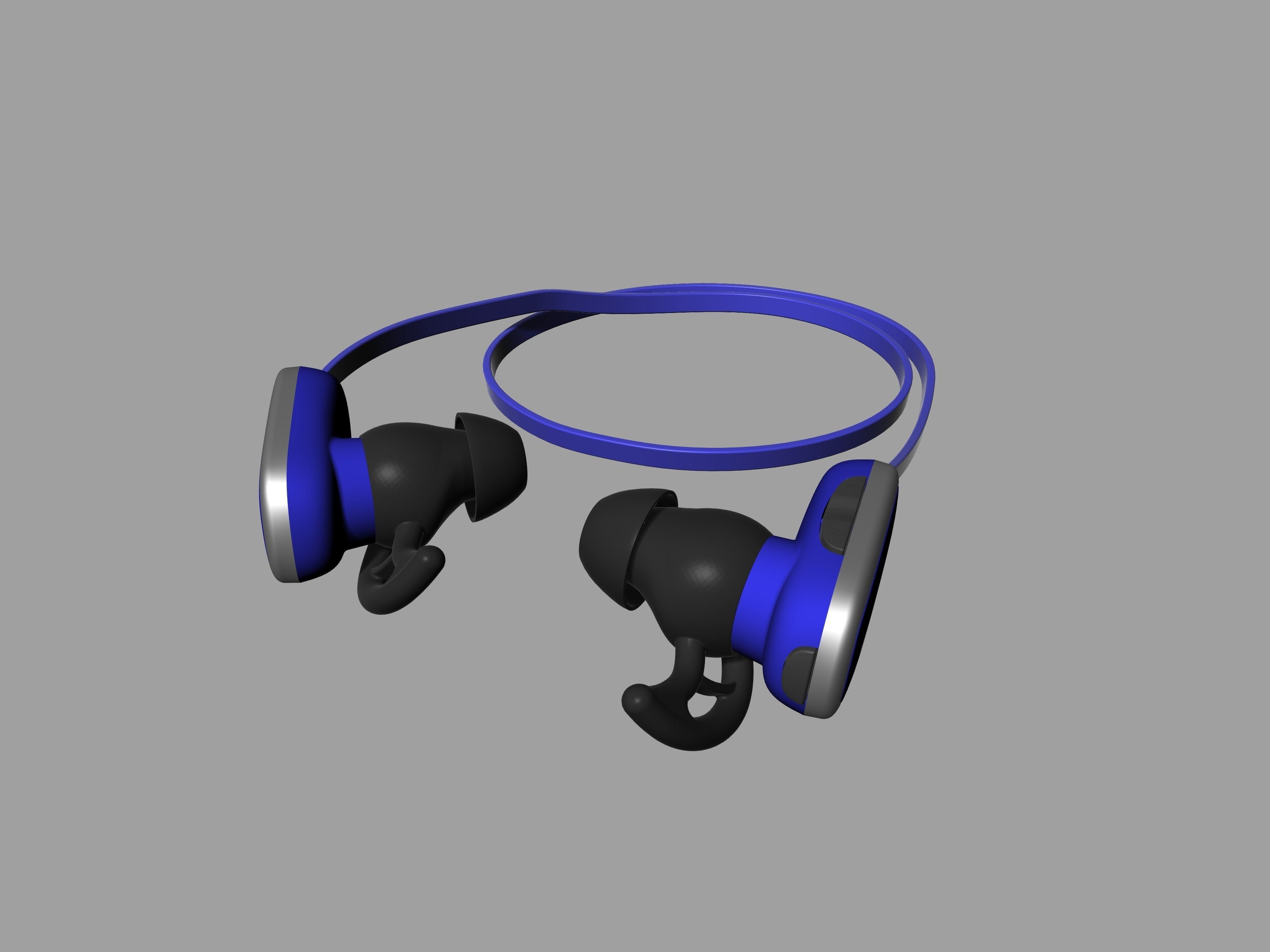 Bule-black Bluetooth headset 3D print model_4