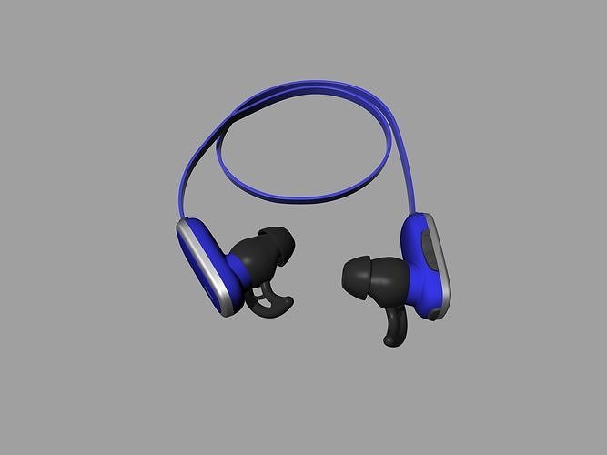 Bule-black Bluetooth headset 3D print model