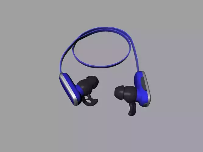 Bule-black Bluetooth headset 3D print model