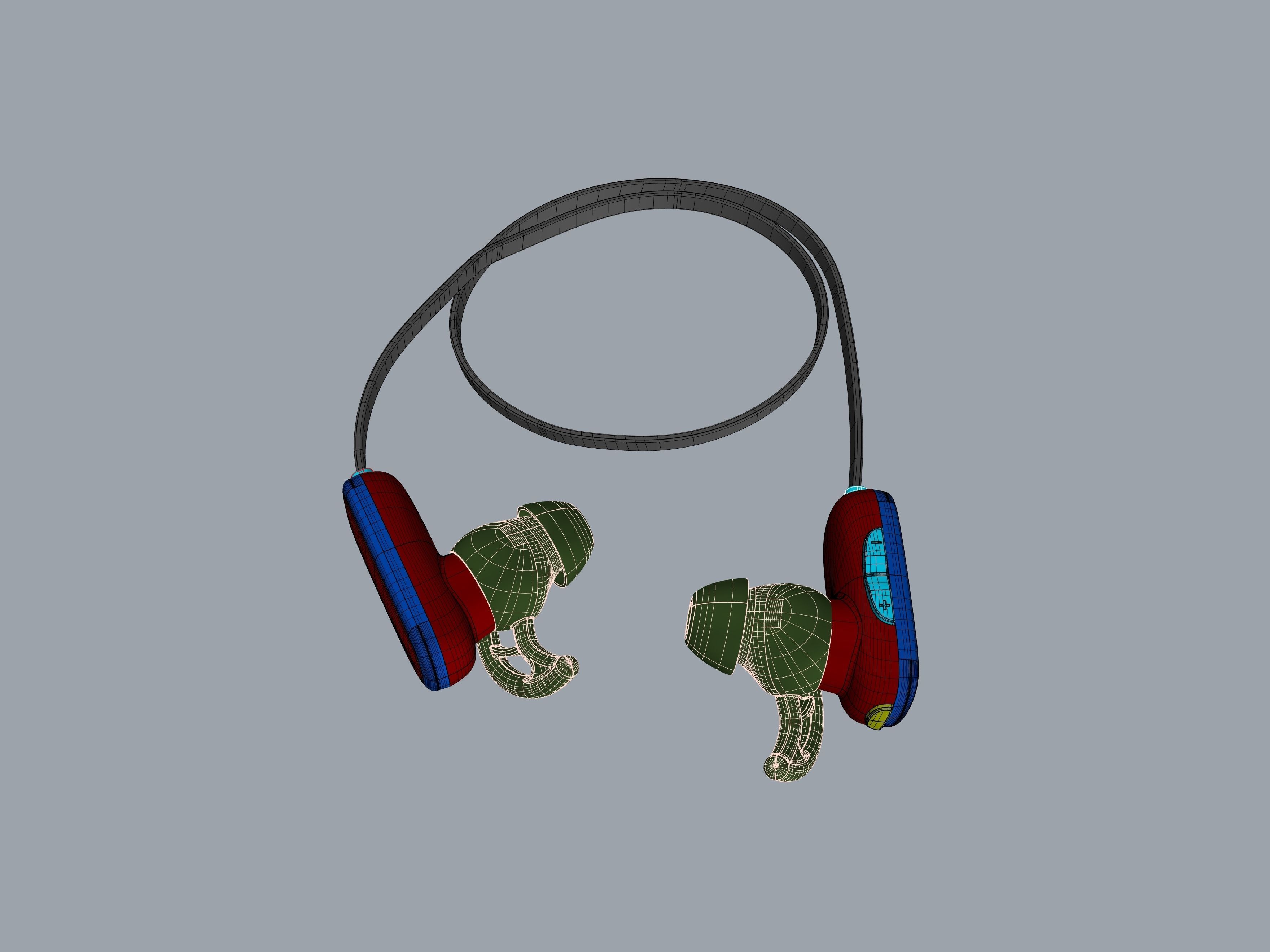 Bule-black Bluetooth headset 3D print model_13