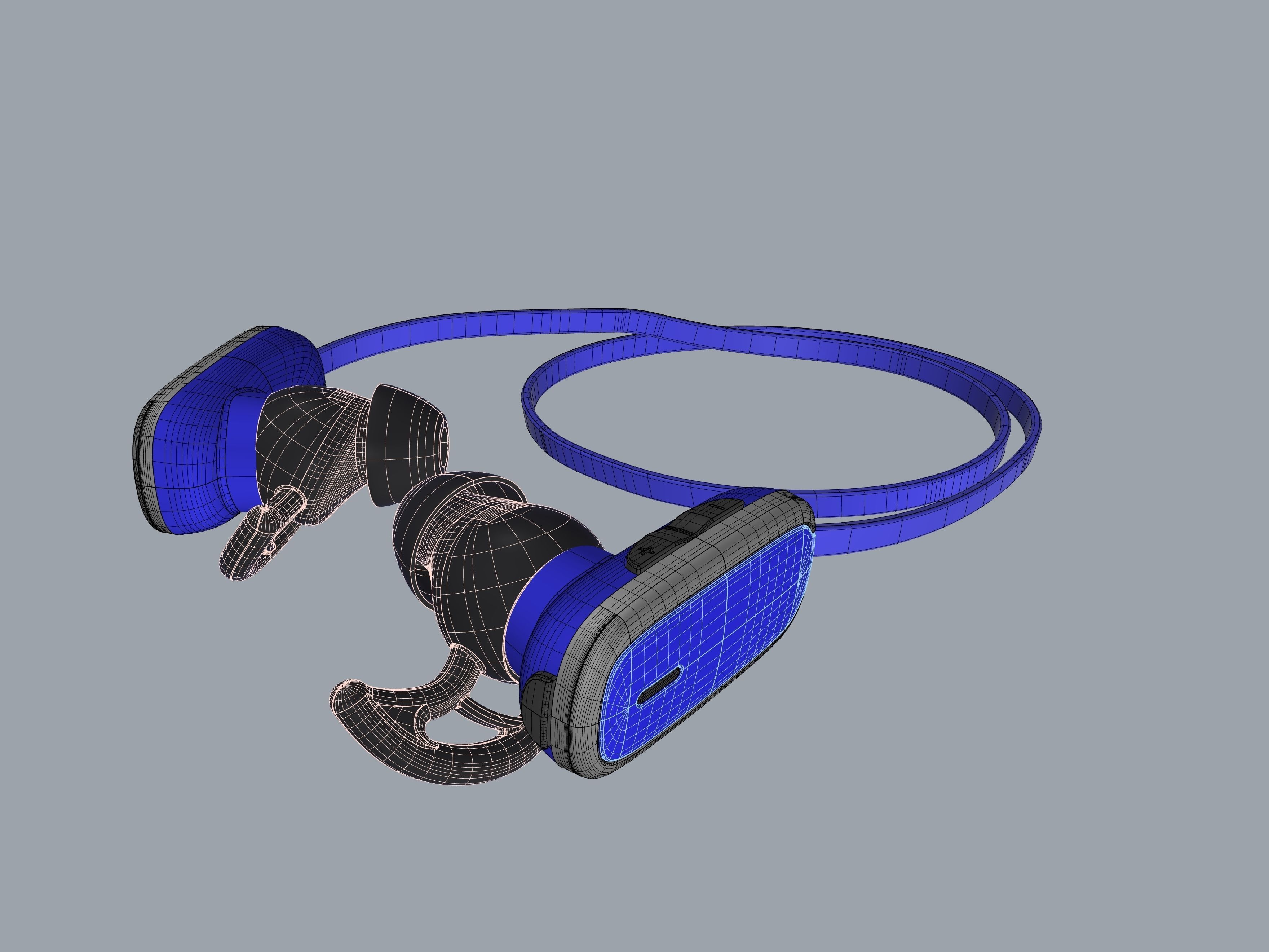 Bule-black Bluetooth headset 3D print model_7