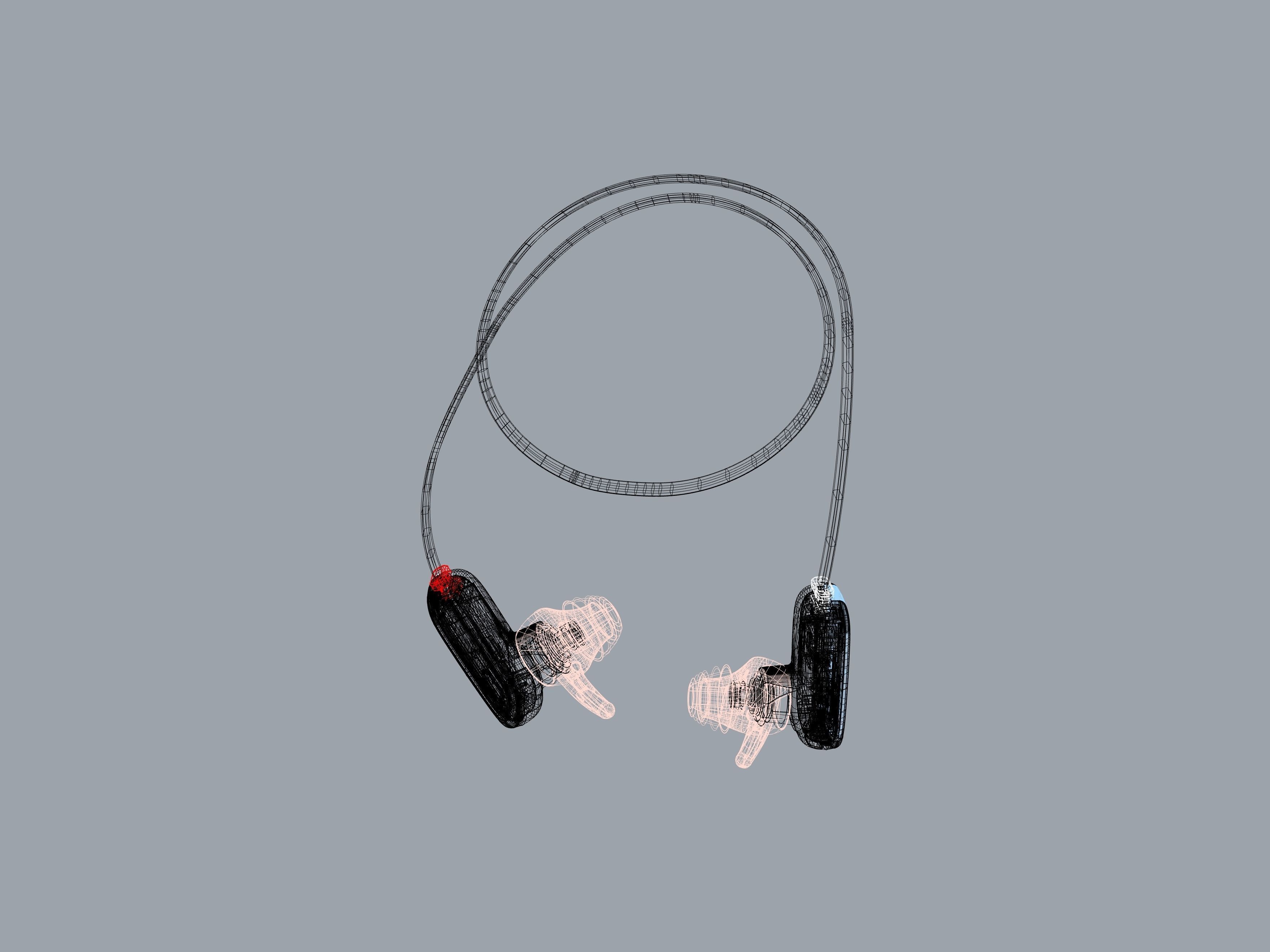 Bule-black Bluetooth headset 3D print model_11