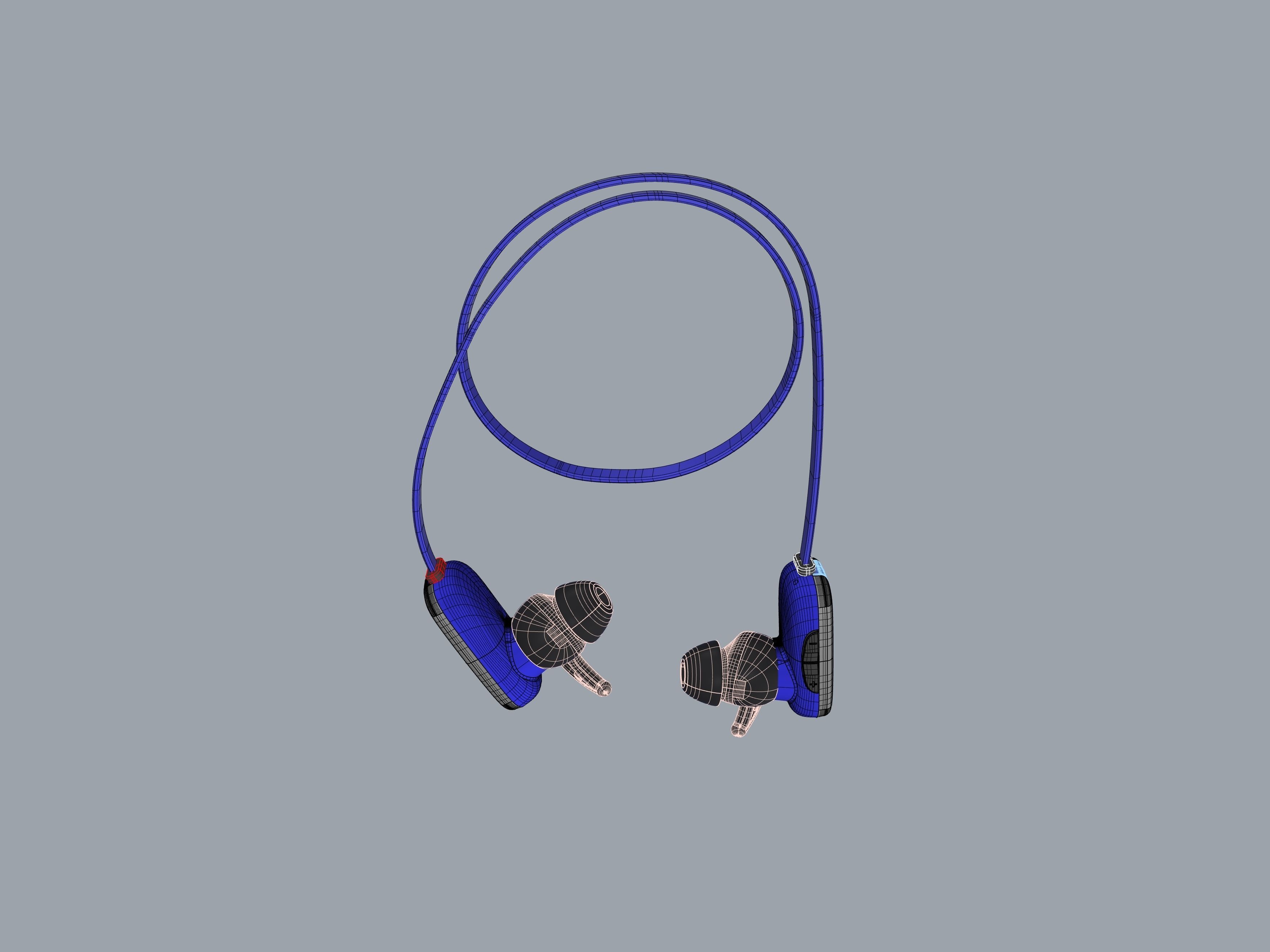 Bule-black Bluetooth headset 3D print model_2