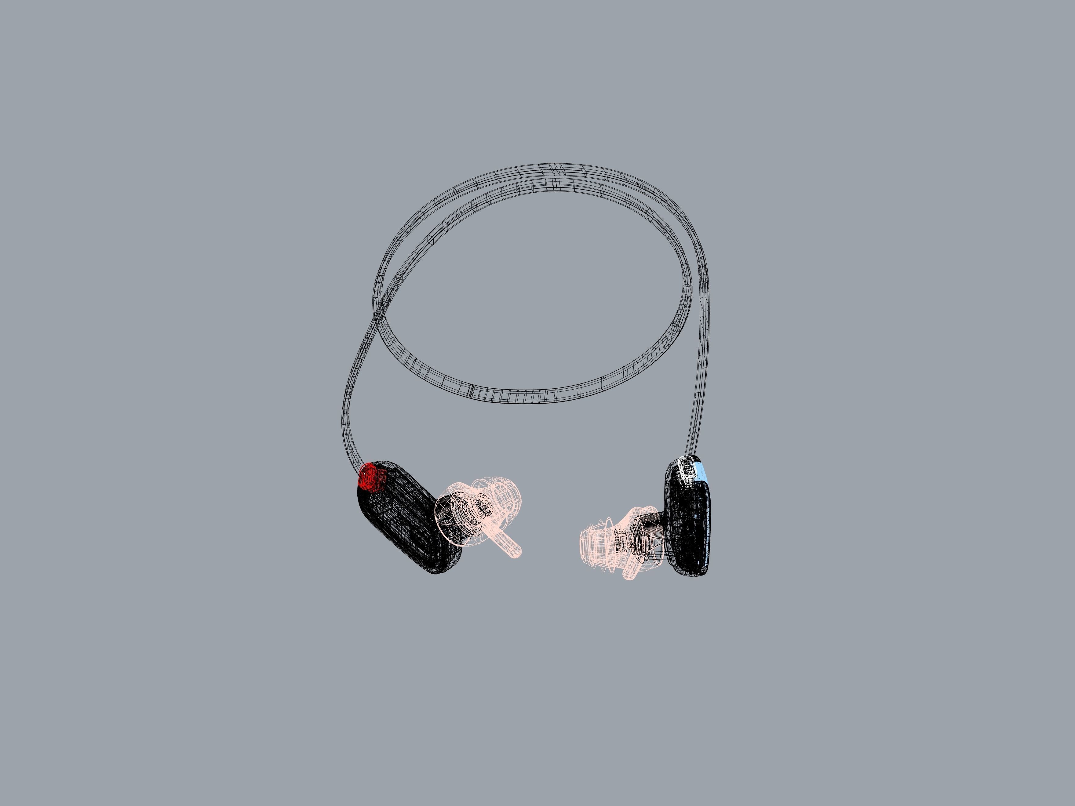 Bule-black Bluetooth headset 3D print model_14