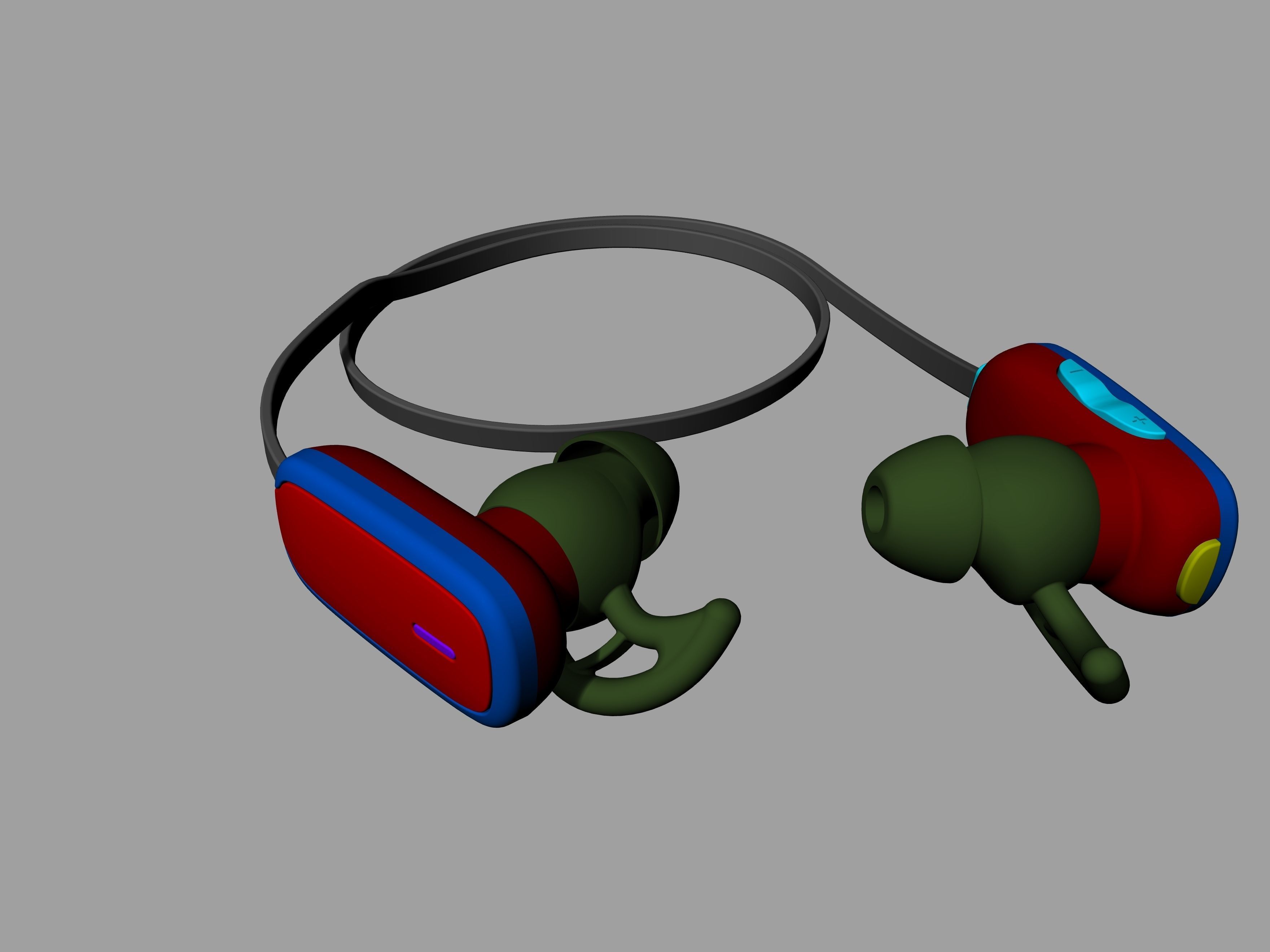 Bule-black Bluetooth headset 3D print model_17