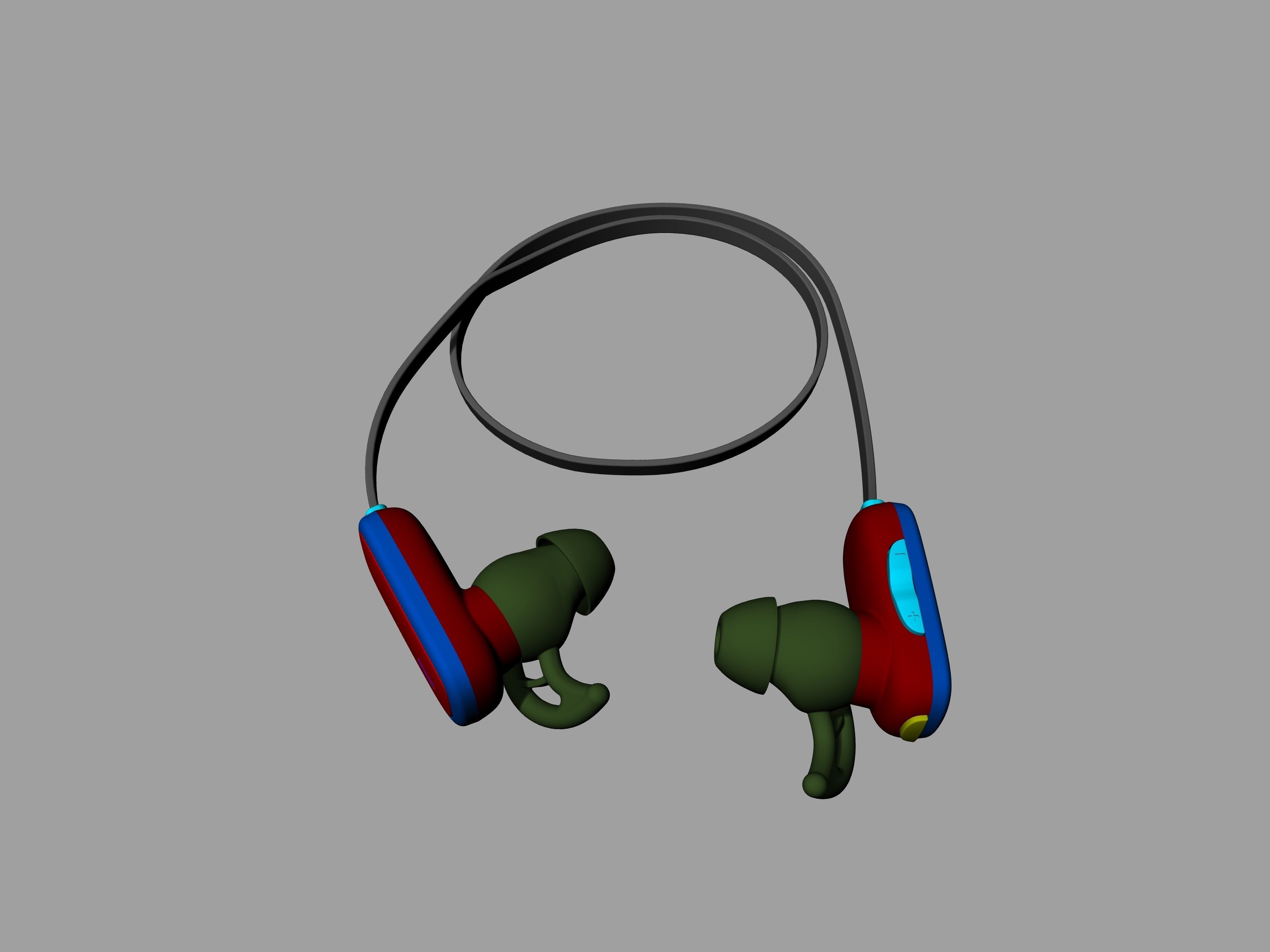 Bule-black Bluetooth headset 3D print model_18