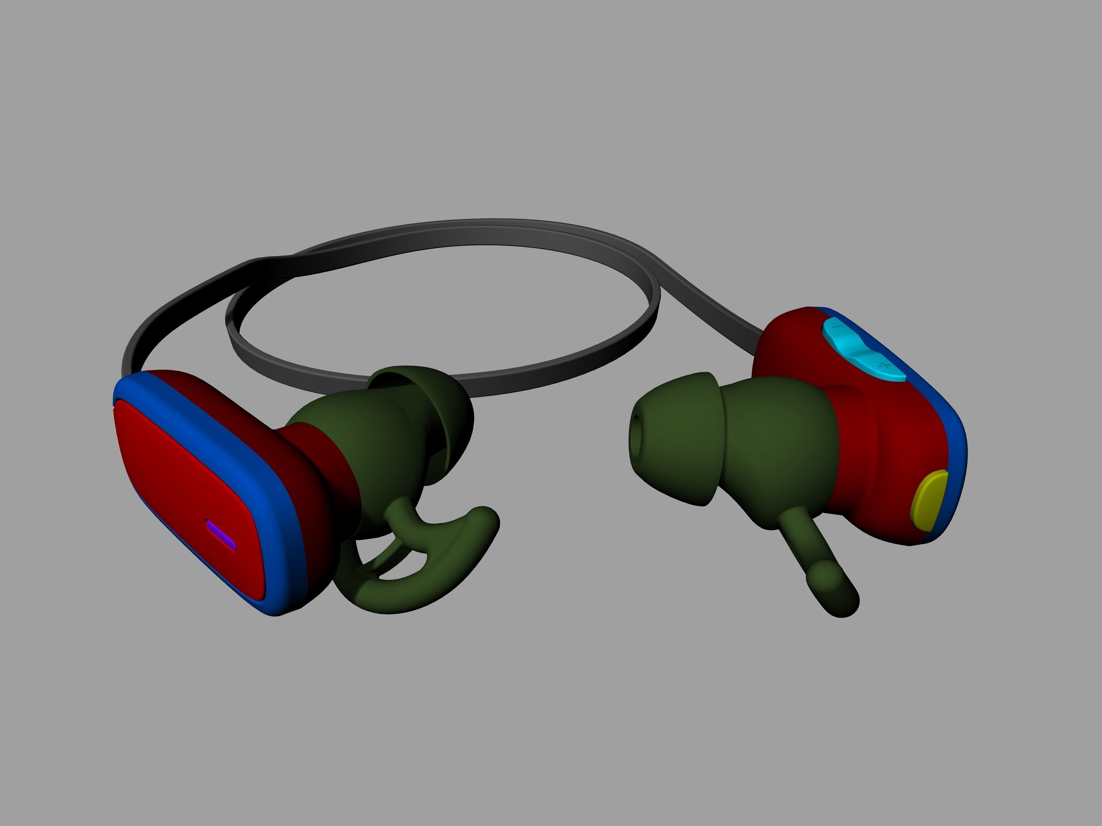 Bule-black Bluetooth headset 3D print model_10