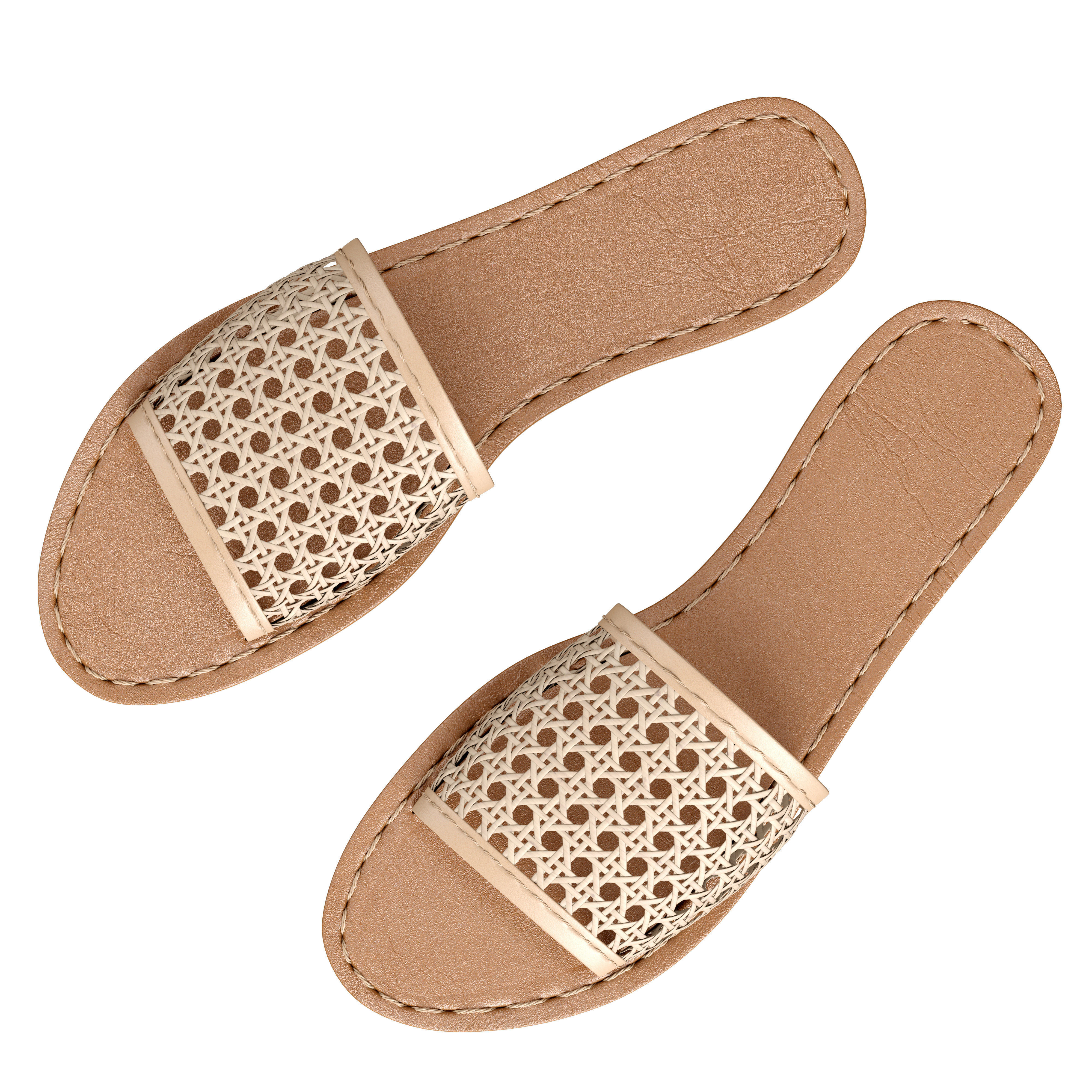 Vegan Woven Rattan Slides 3D model_1