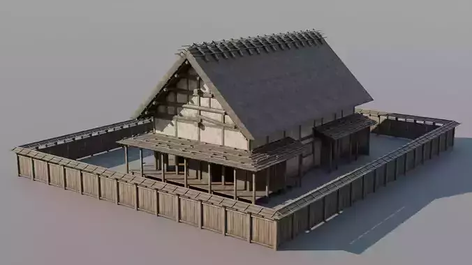 Japanese Modular Folk Houses Low-poly 3D model
