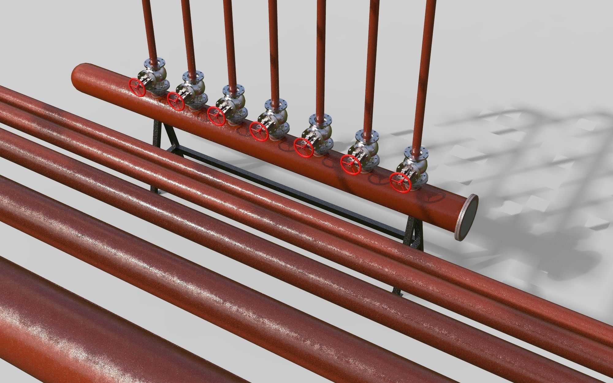 Water distributor Comb manifold 3D model_1