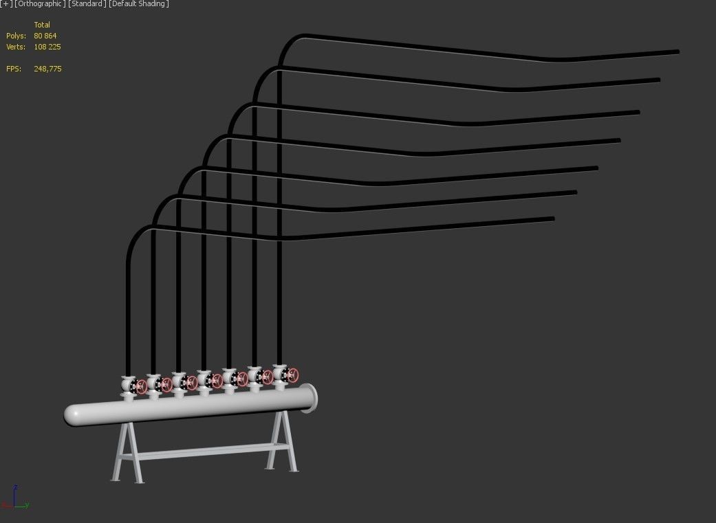 Water distributor Comb manifold 3D model_9