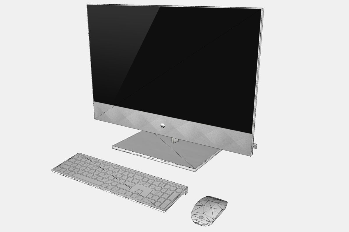 HP Pavilion All-in-One PC 27 in Low-poly 3D model_10