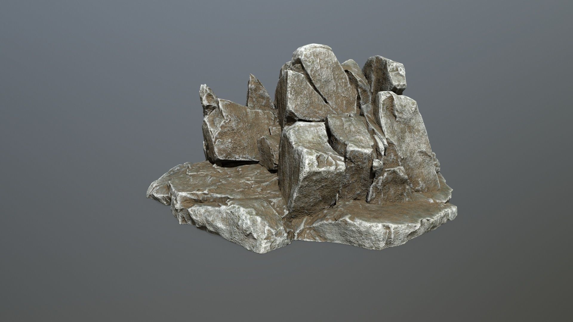 cliff rock set Low-poly 3D model_9