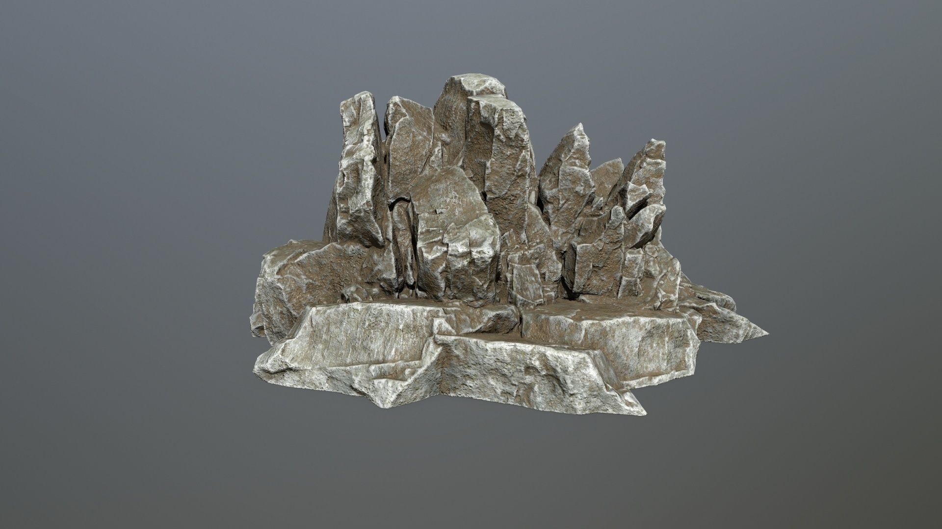 cliff rock set Low-poly 3D model_12