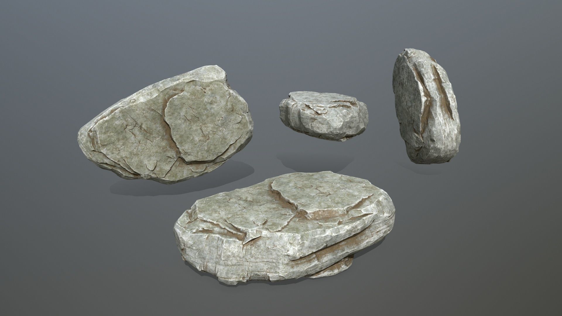cliff rock set Low-poly 3D model_7