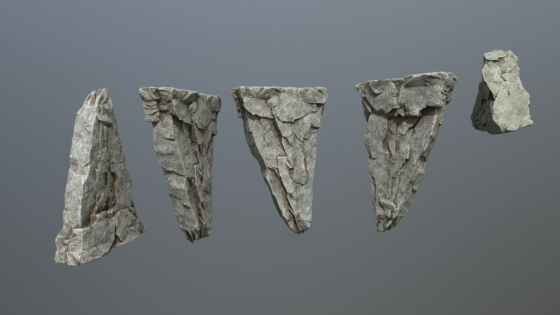 cliff rock set Low-poly 3D model_3