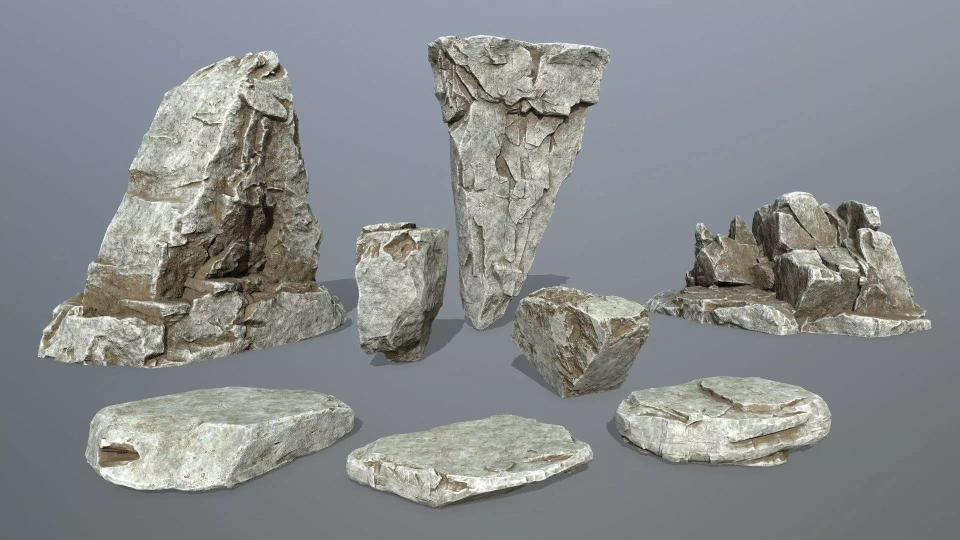 cliff rock set Low-poly 3D model_0