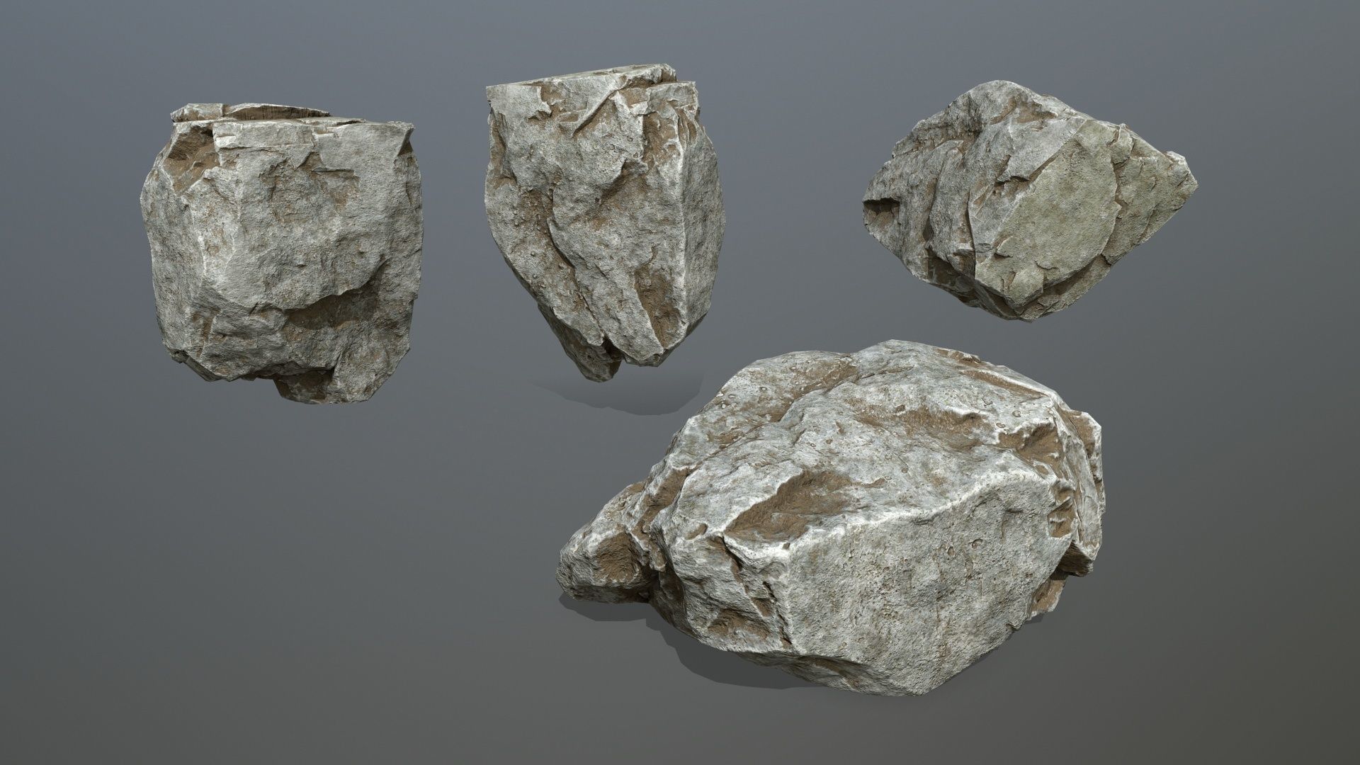 cliff rock set Low-poly 3D model_4