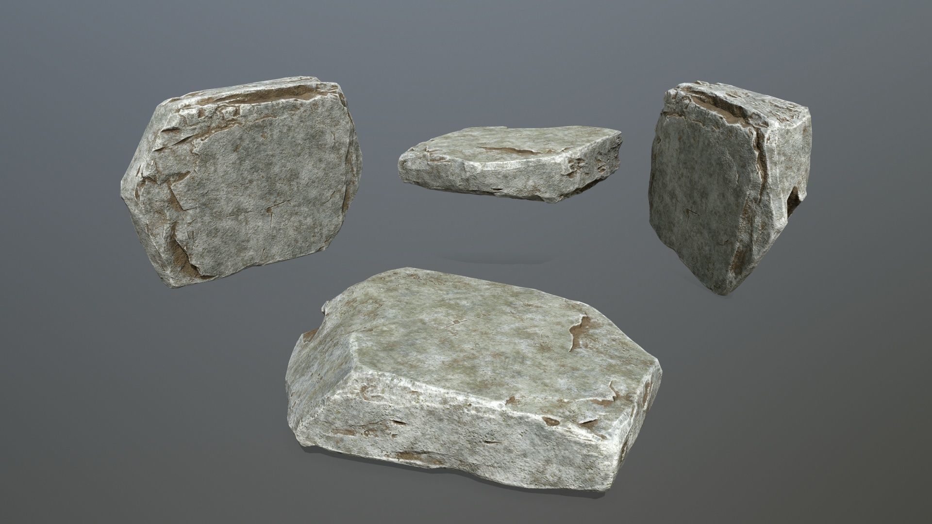 cliff rock set Low-poly 3D model_6