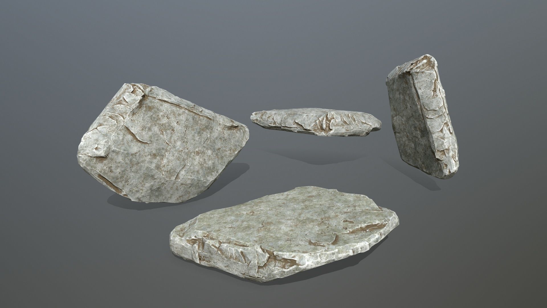 cliff rock set Low-poly 3D model_8