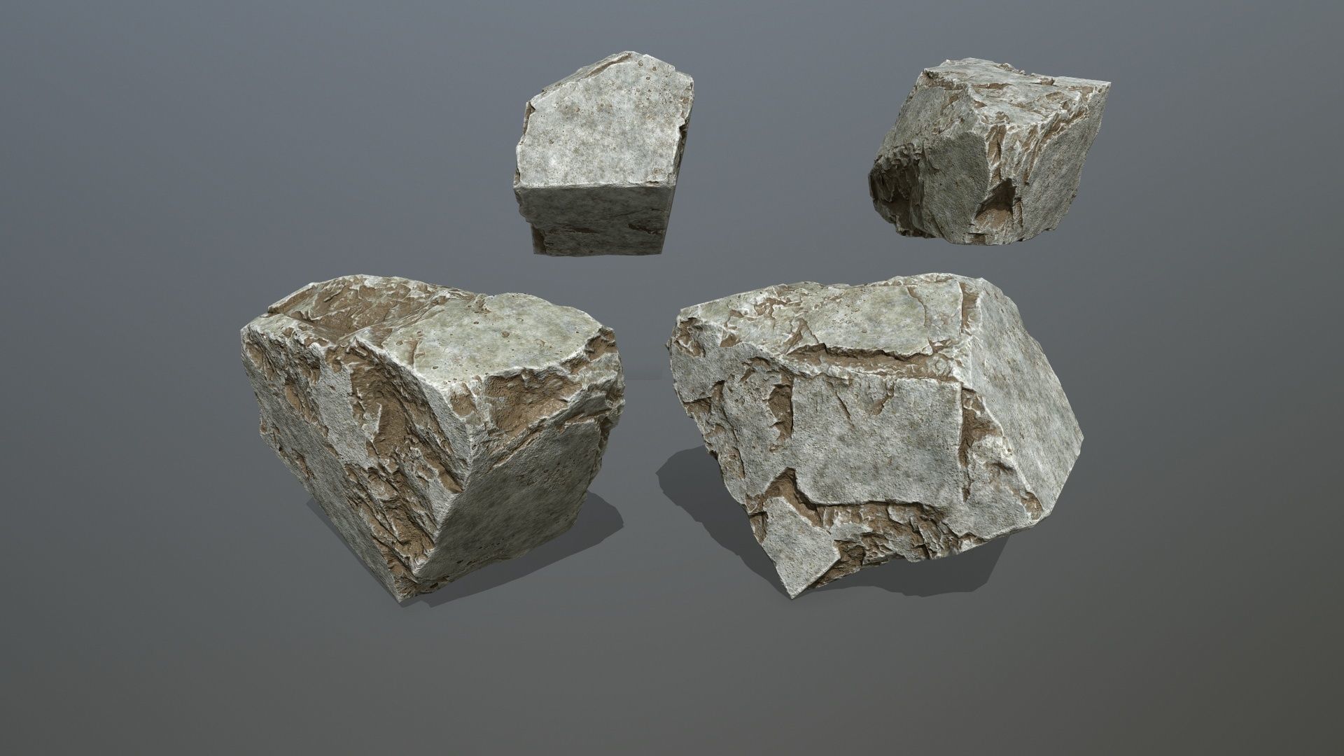 cliff rock set Low-poly 3D model_5