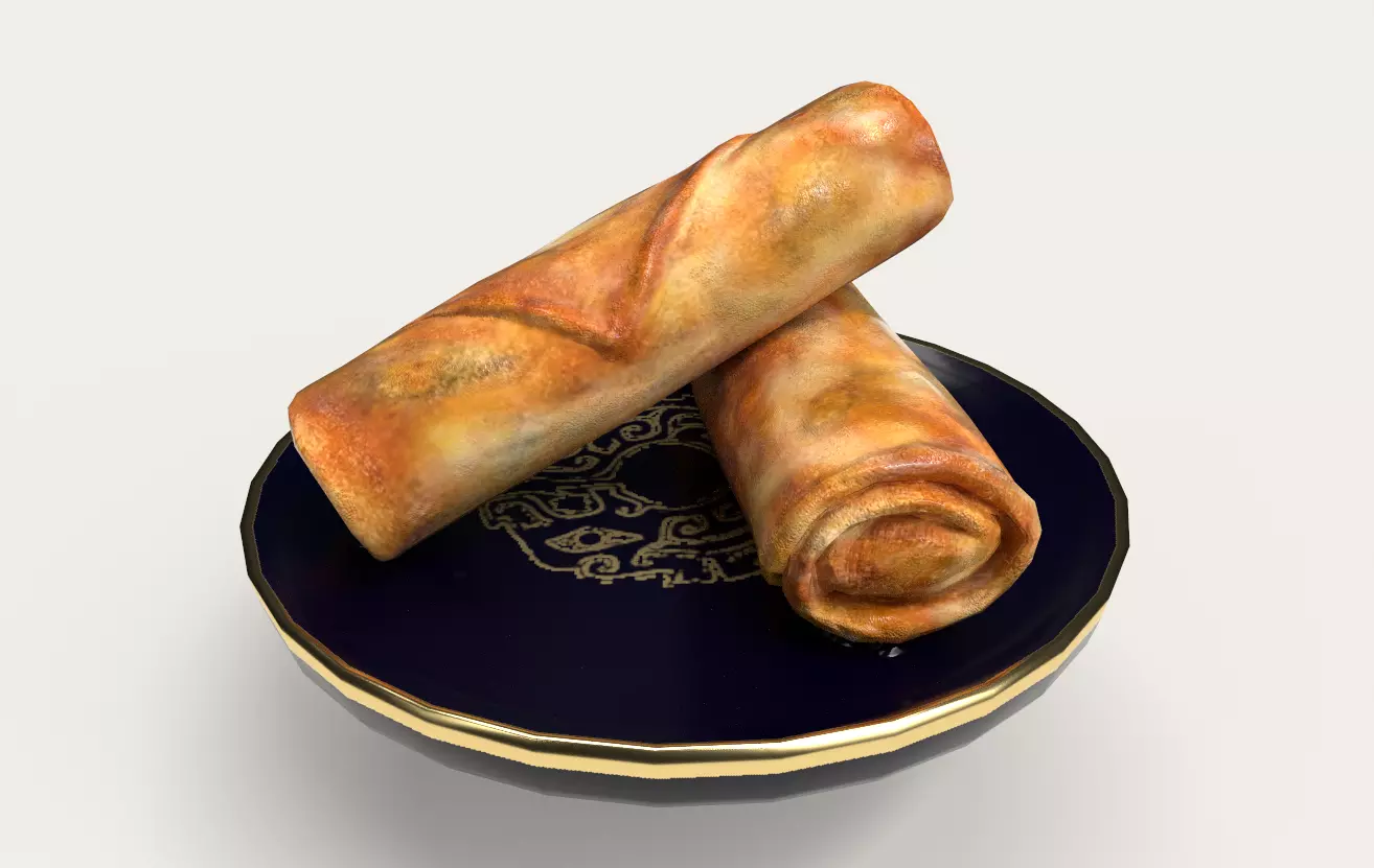 Asia food Spring rolls Low-poly 3D model