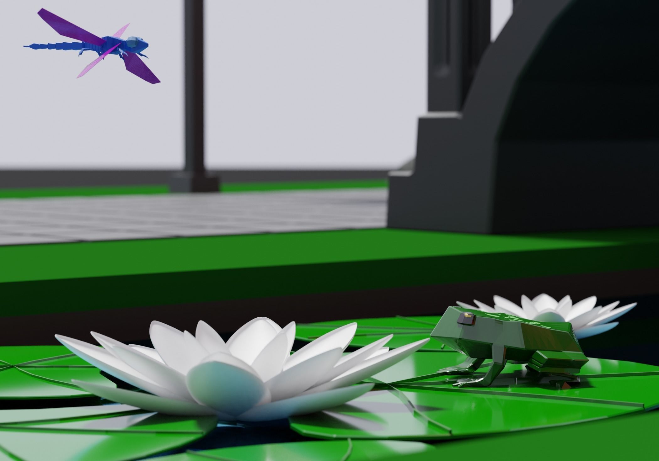 Chinese Village Temple Building 3D model_5