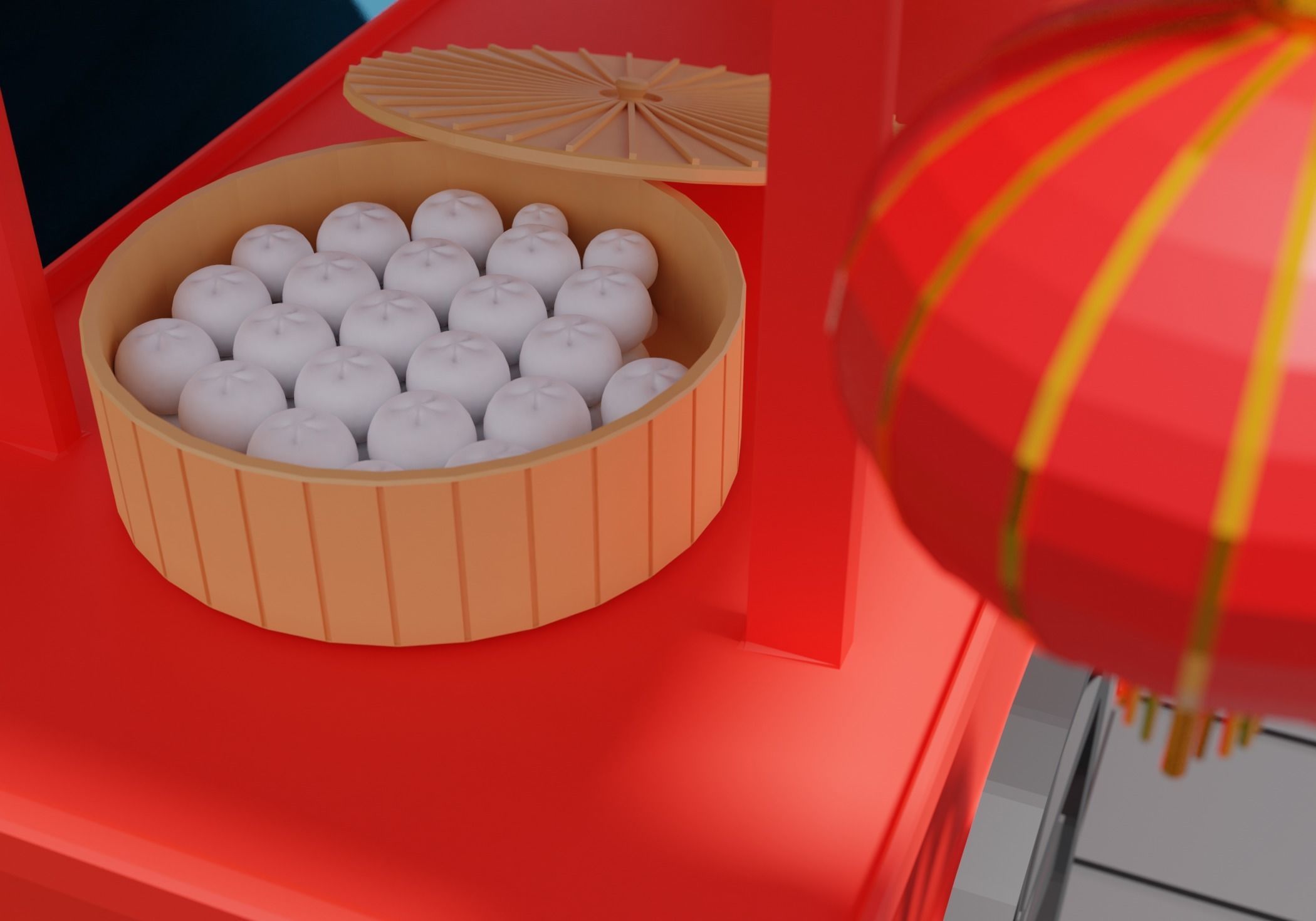 Chinese Village Temple Building 3D model_6