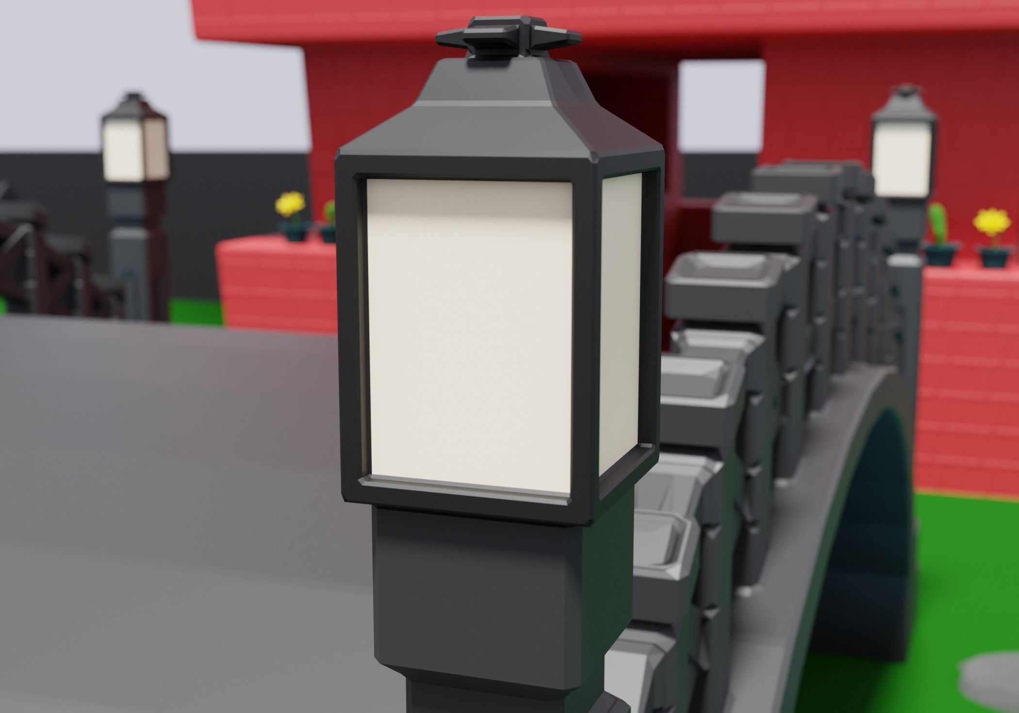 Chinese Village Temple Building 3D model_1