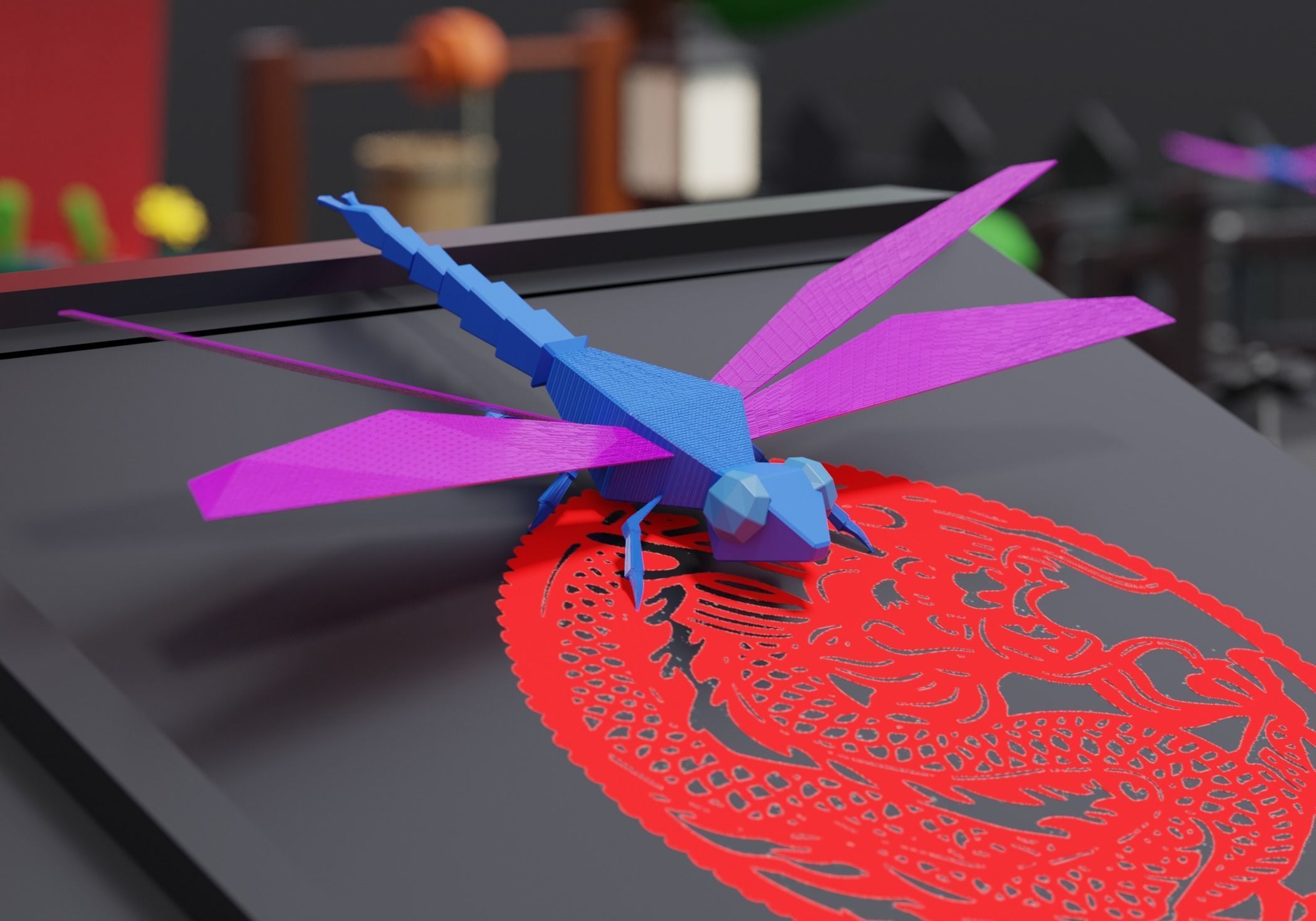 Chinese Village Temple Building 3D model_3