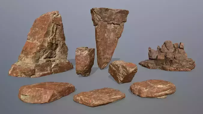desert rock  Low-poly 3D model