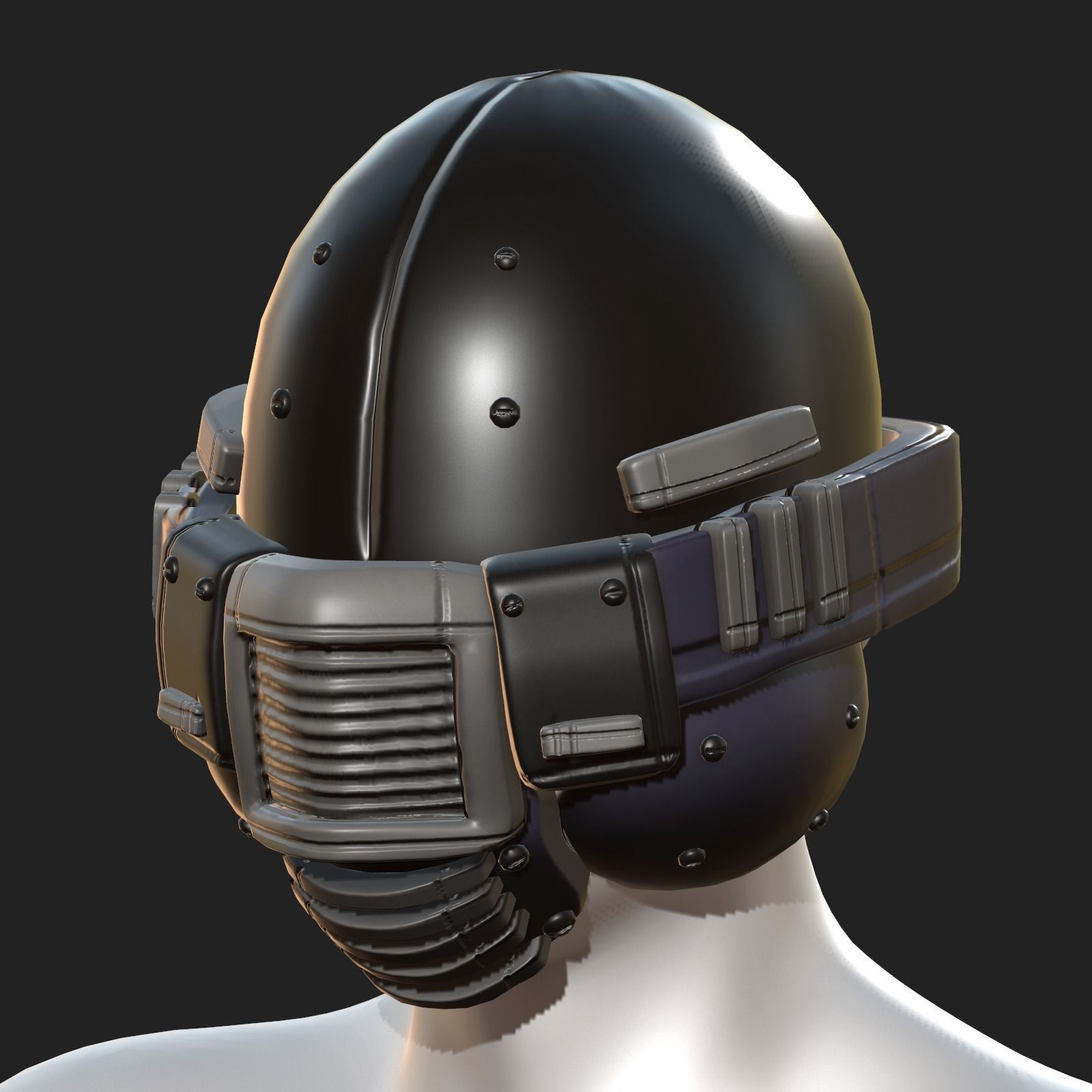 Helmet plastic mask protection Low-poly 3D model_4